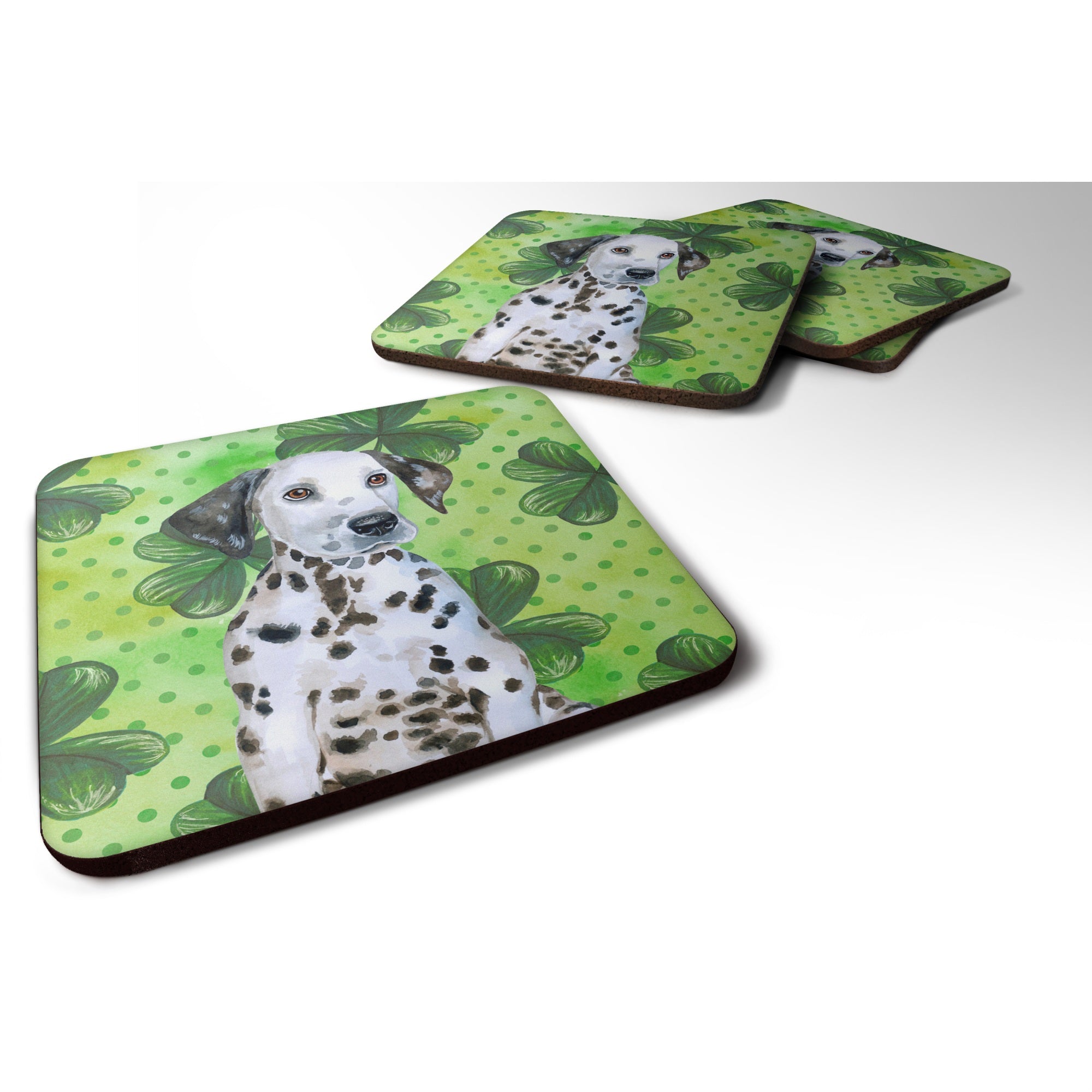 Caroline'S Treasures Dalmatian Puppy St Patrick'S Decorative Coasters, Multicolor