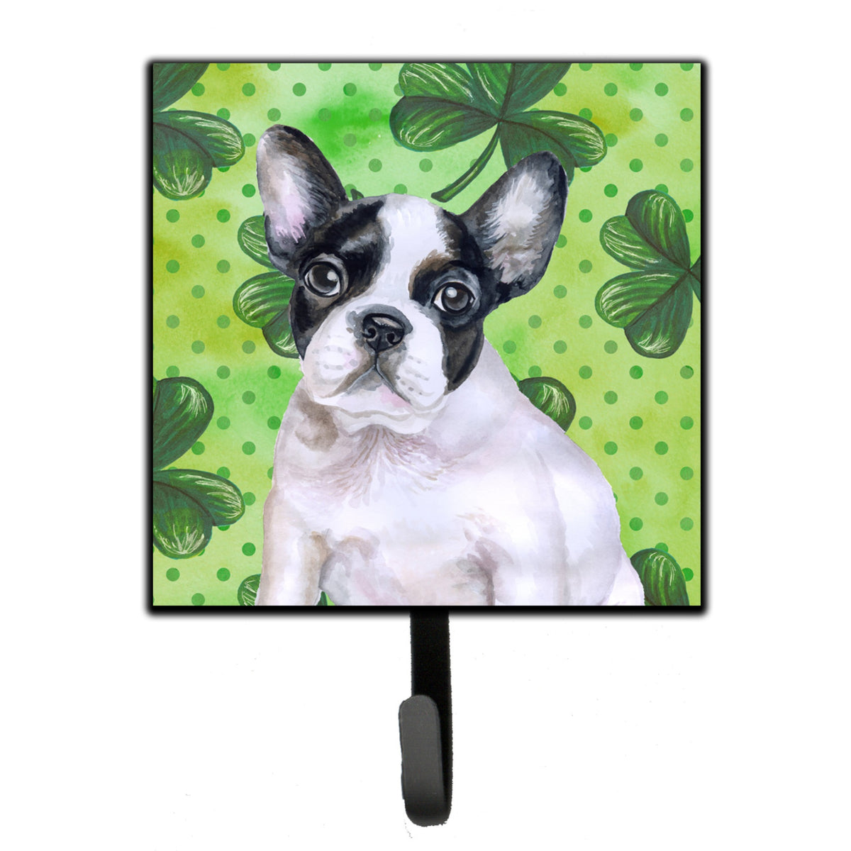 Caroline'S Treasures French Bulldog Black White St Patrick'S Wall Hook, Small, Multicolor