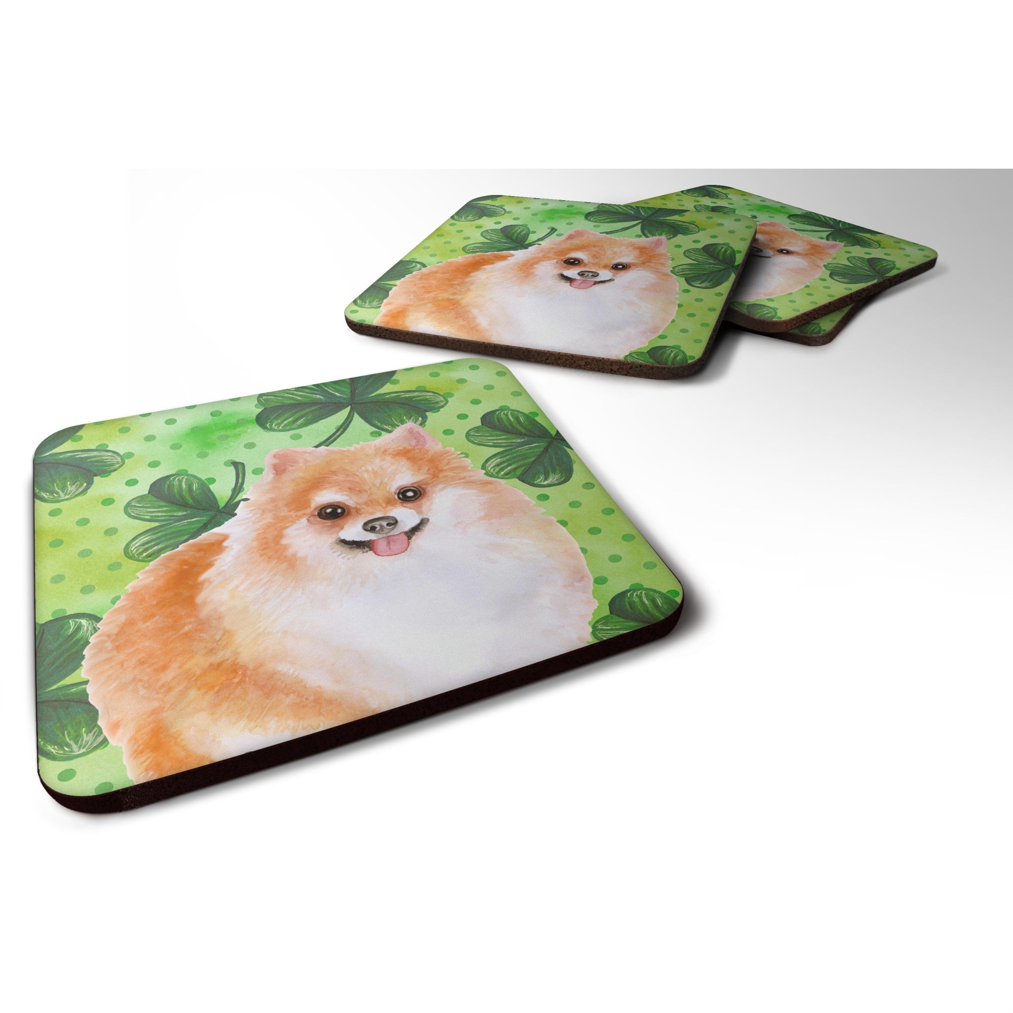 Caroline'S Treasures Pomeranian #2 St Patrick'S Decorative Coasters, Multicolor