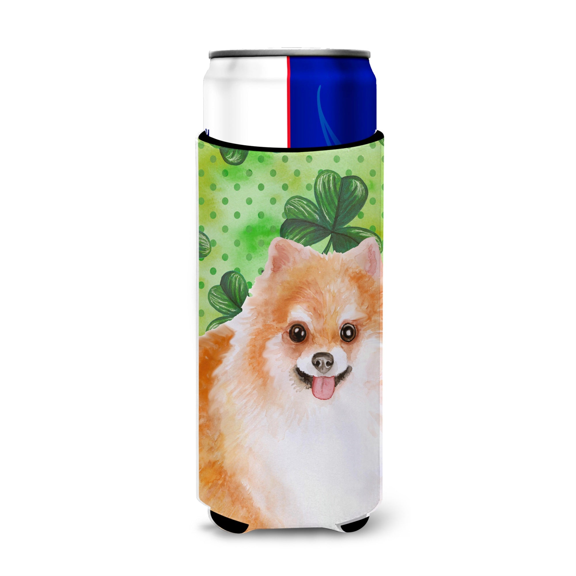 Caroline'S Treasures Pomeranian #2 St Patrick'S Decorative Can Hugger, Slim, Multicolor