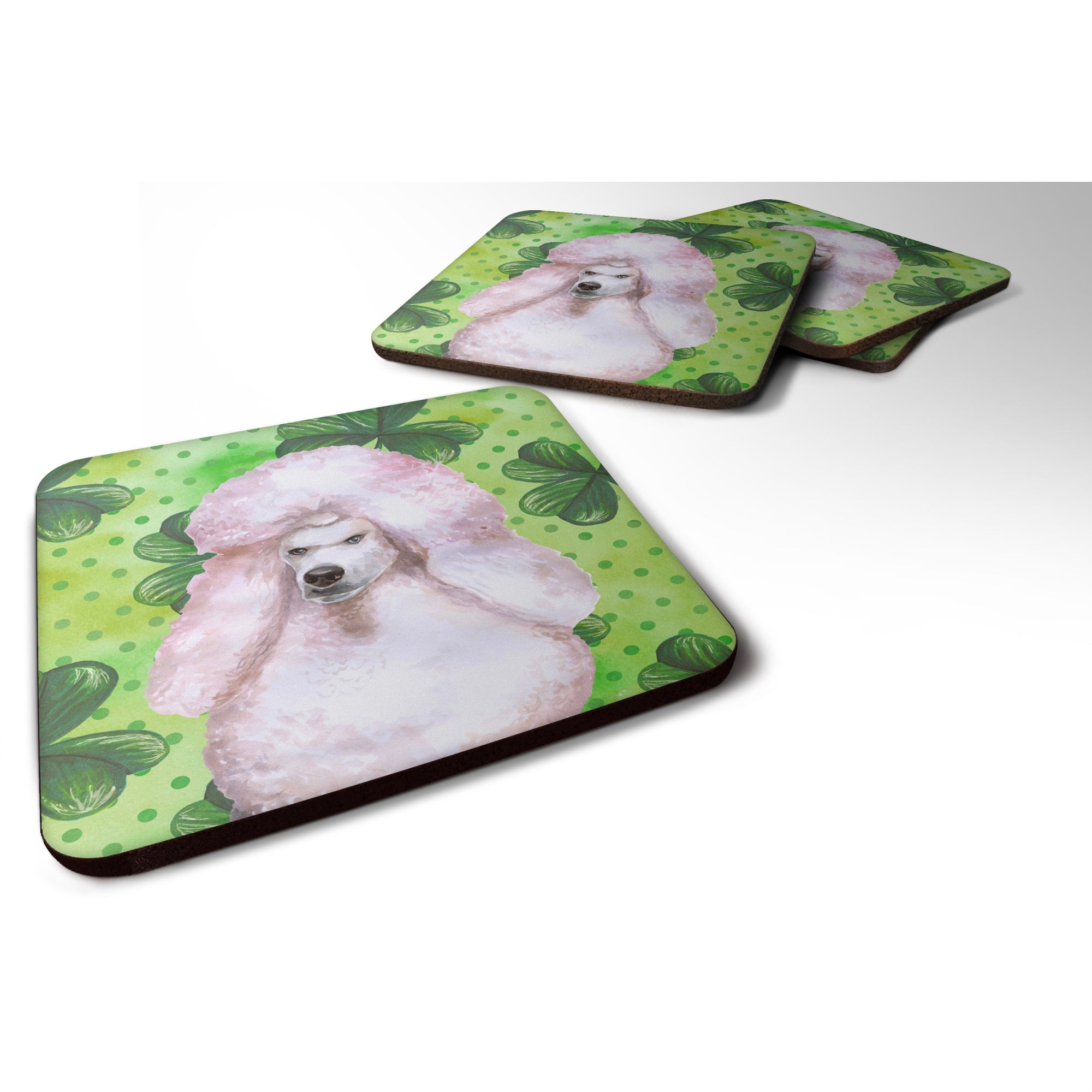 Caroline'S Treasures White Standard Poodle St Patrick'S Decorative Coasters, Multicolor