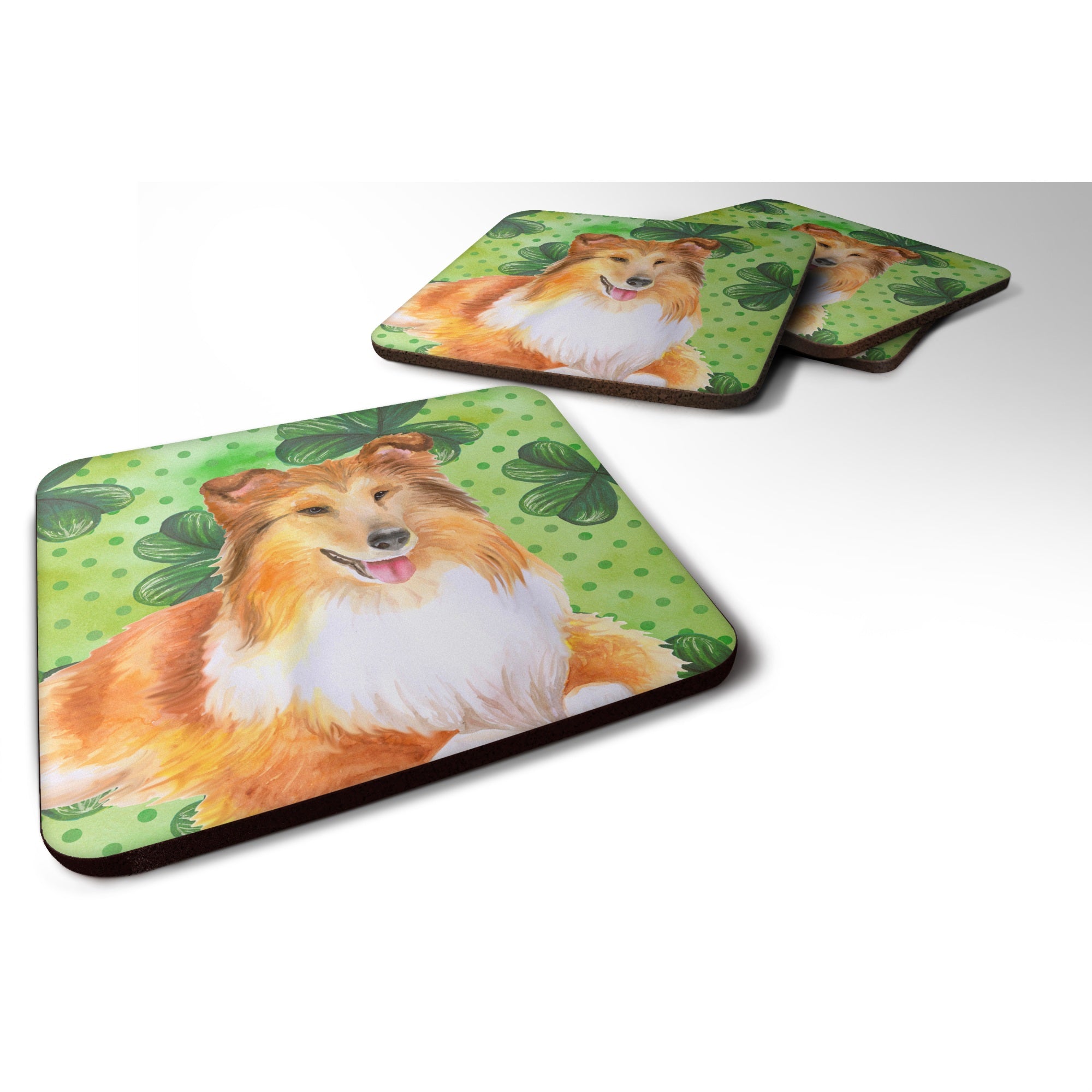 Caroline'S Treasures Sheltie St Patrick'S Decorative Coasters, Multicolor