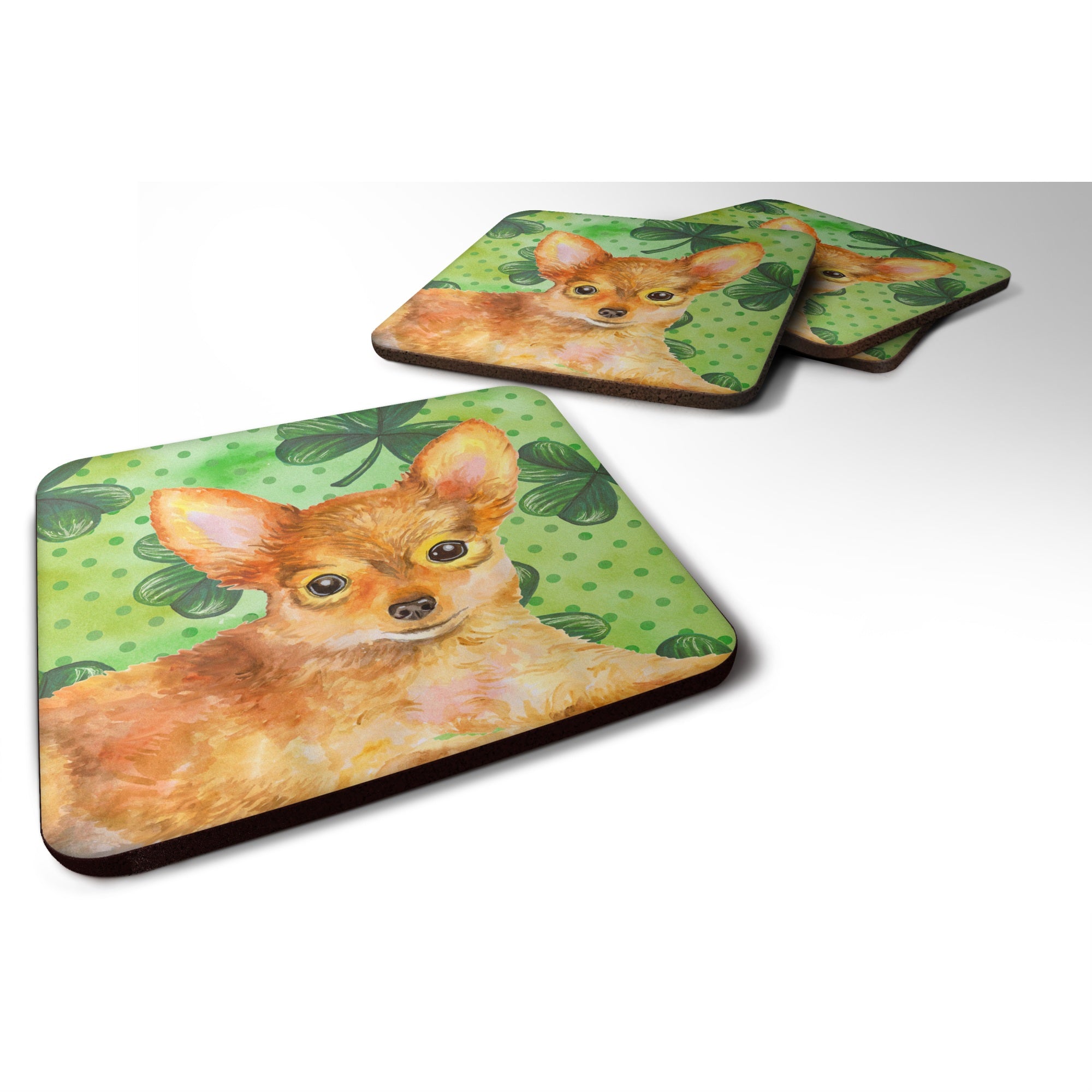 Caroline'S Treasures Toy Terrier St Patrick'S Decorative Coasters, Multicolor