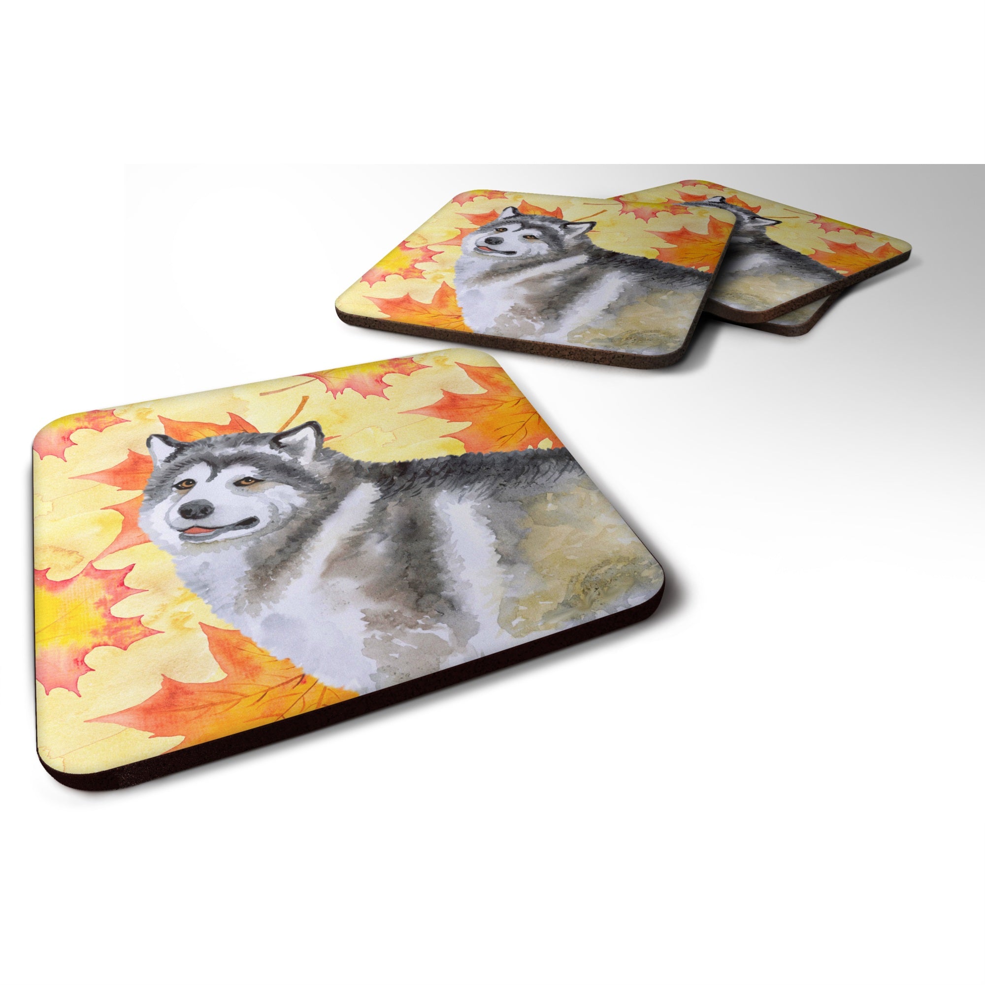 Caroline'S Treasures Alaskan Malamute Fall Decorative Coasters, Multicolor