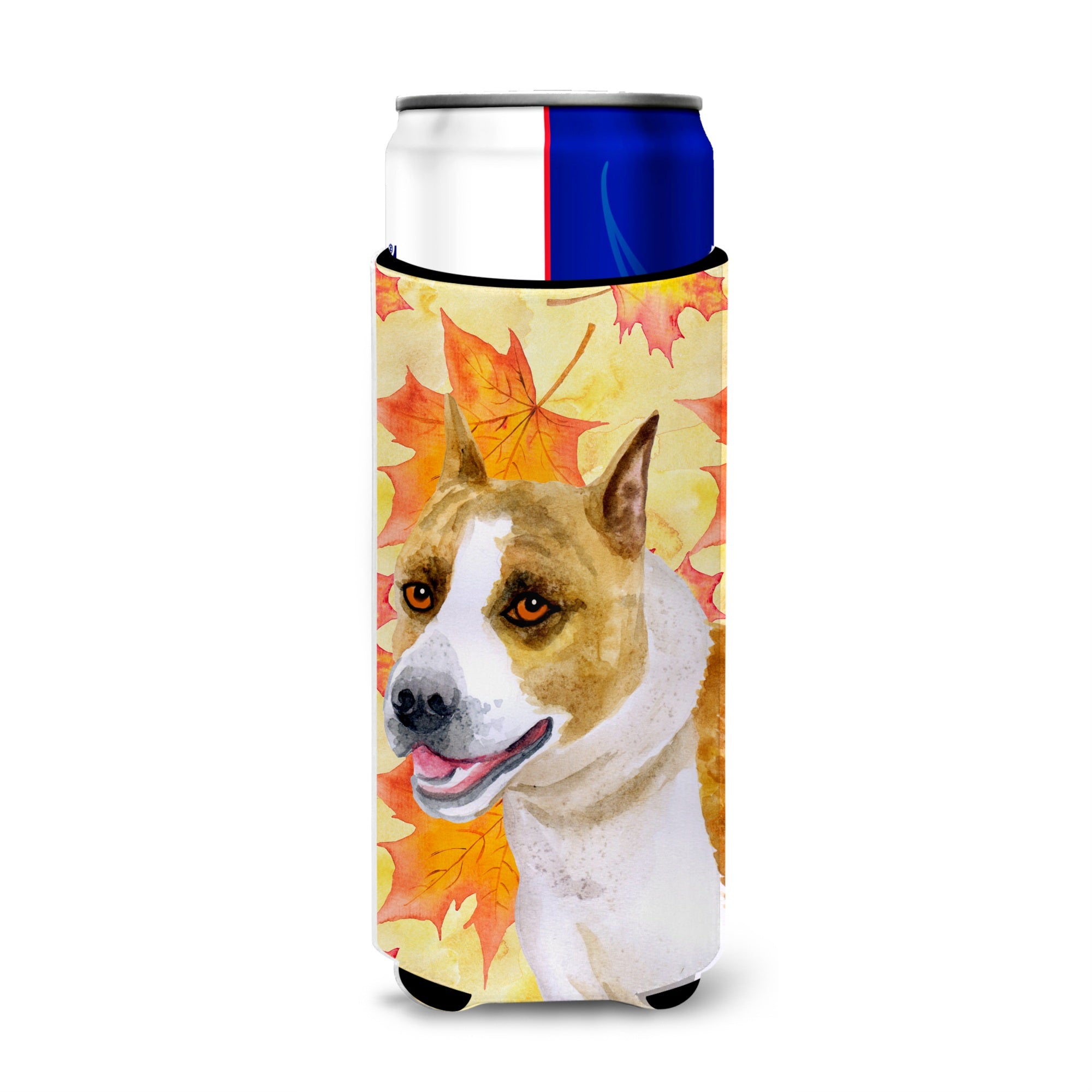 Caroline'S Treasures American Staffordshire Fall Decorative Can Hugger, Slim, Multicolor