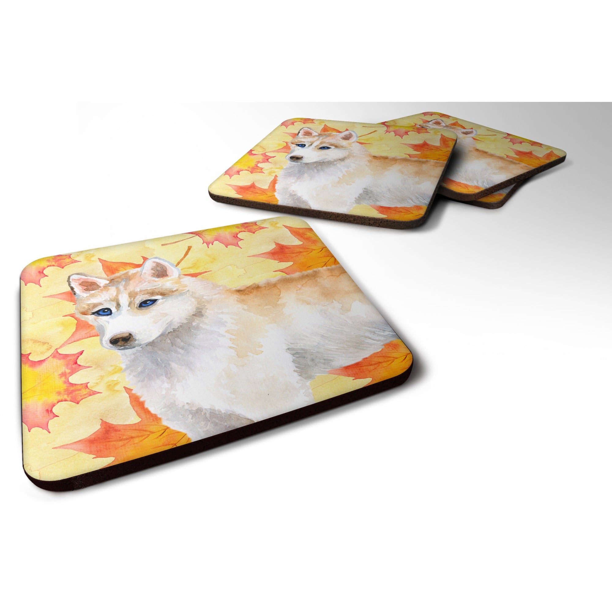 Caroline'S Treasures Siberian Husky Fall Decorative Coasters, Multicolor
