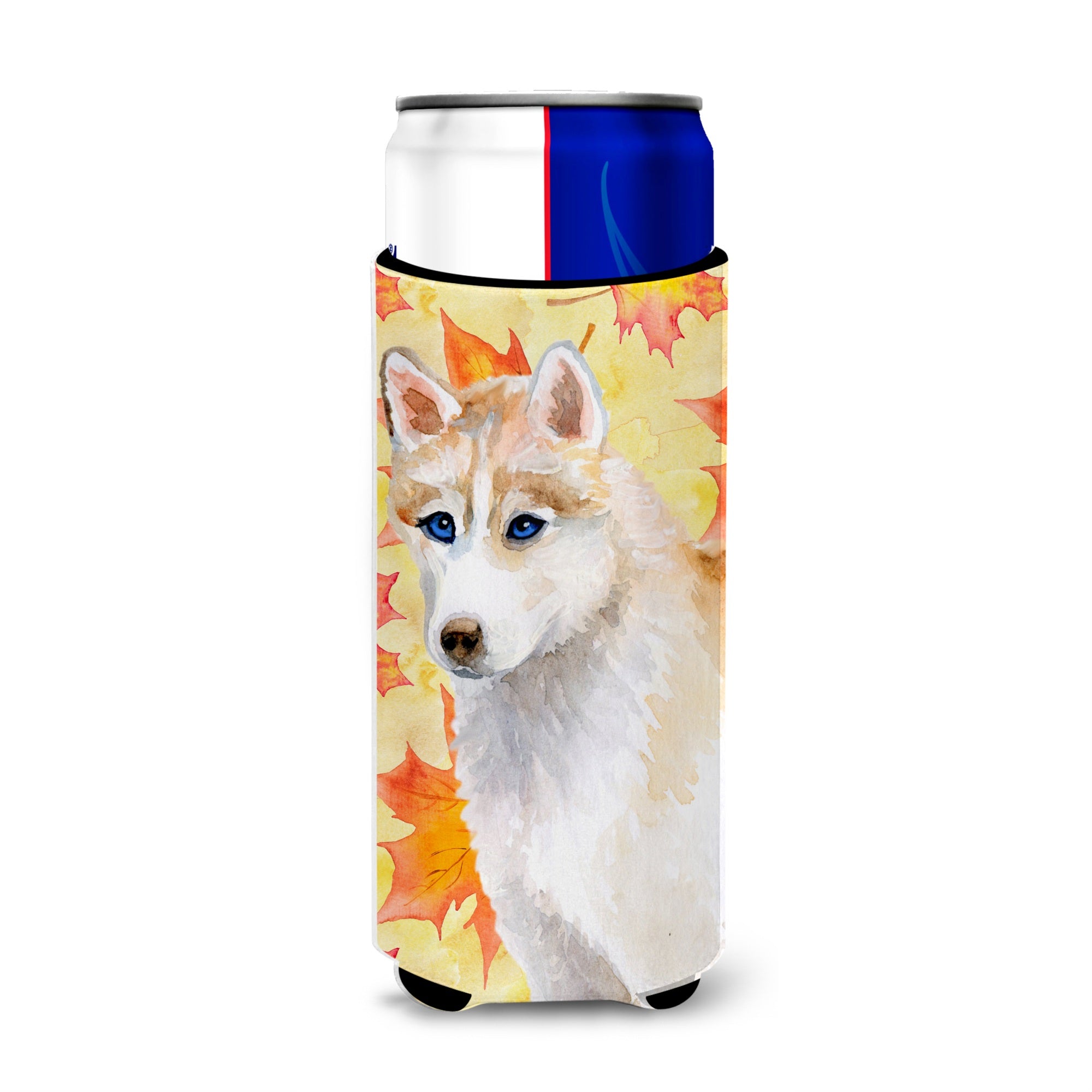 Caroline'S Treasures Siberian Husky Fall Decorative Can Hugger, Slim, Multicolor