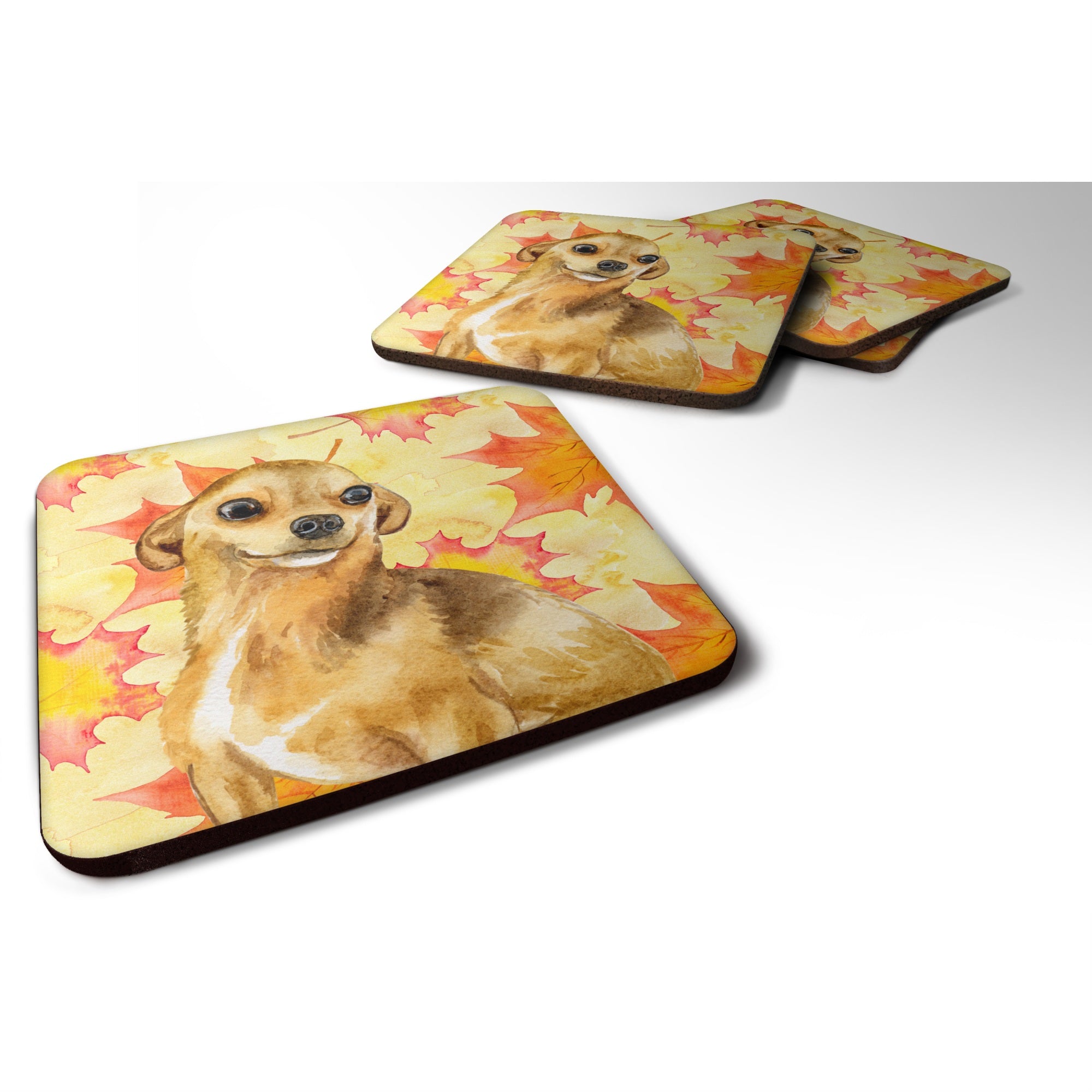 Caroline'S Treasures Chihuahua Fall Decorative Coasters, Multicolor