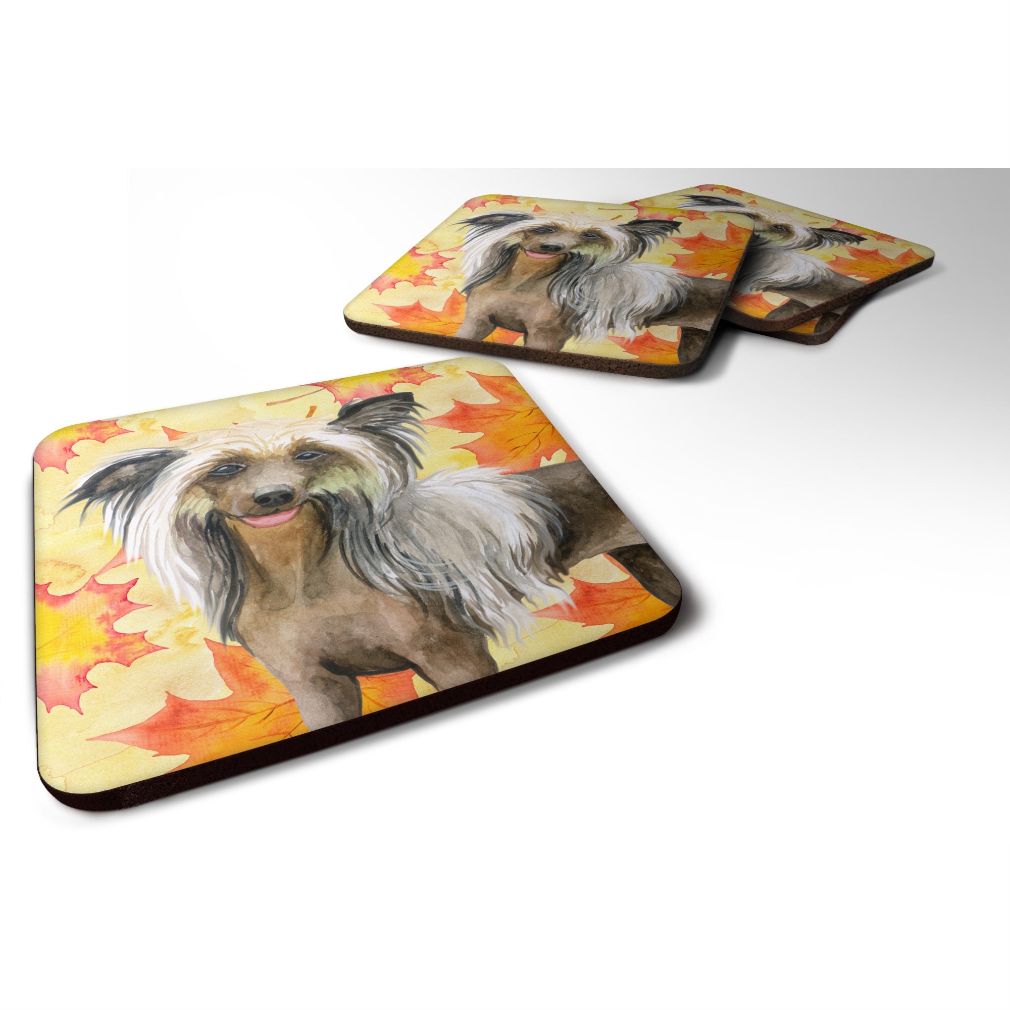 Caroline'S Treasures Chinese Crested Fall Decorative Coasters, Multicolor