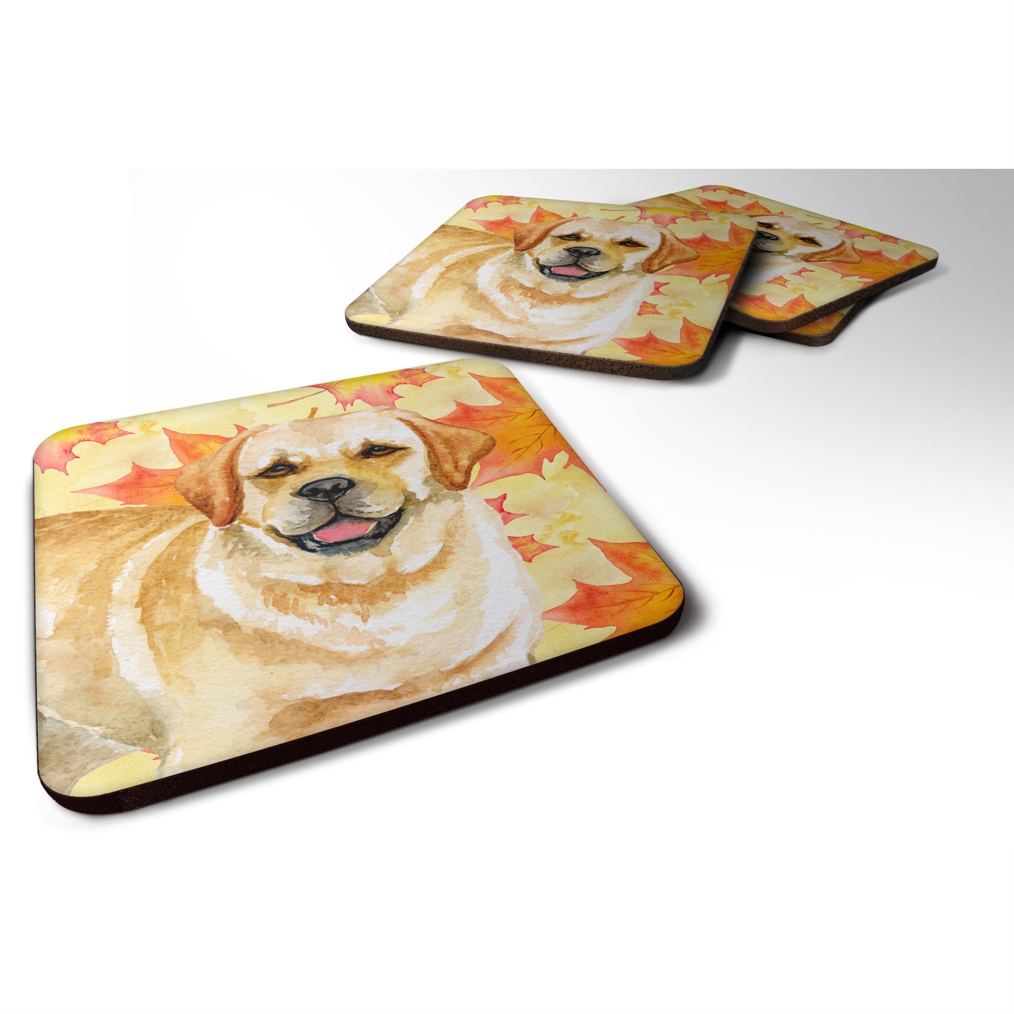 Caroline'S Treasures Golden Retriever Fall Decorative Coasters, Multicolor