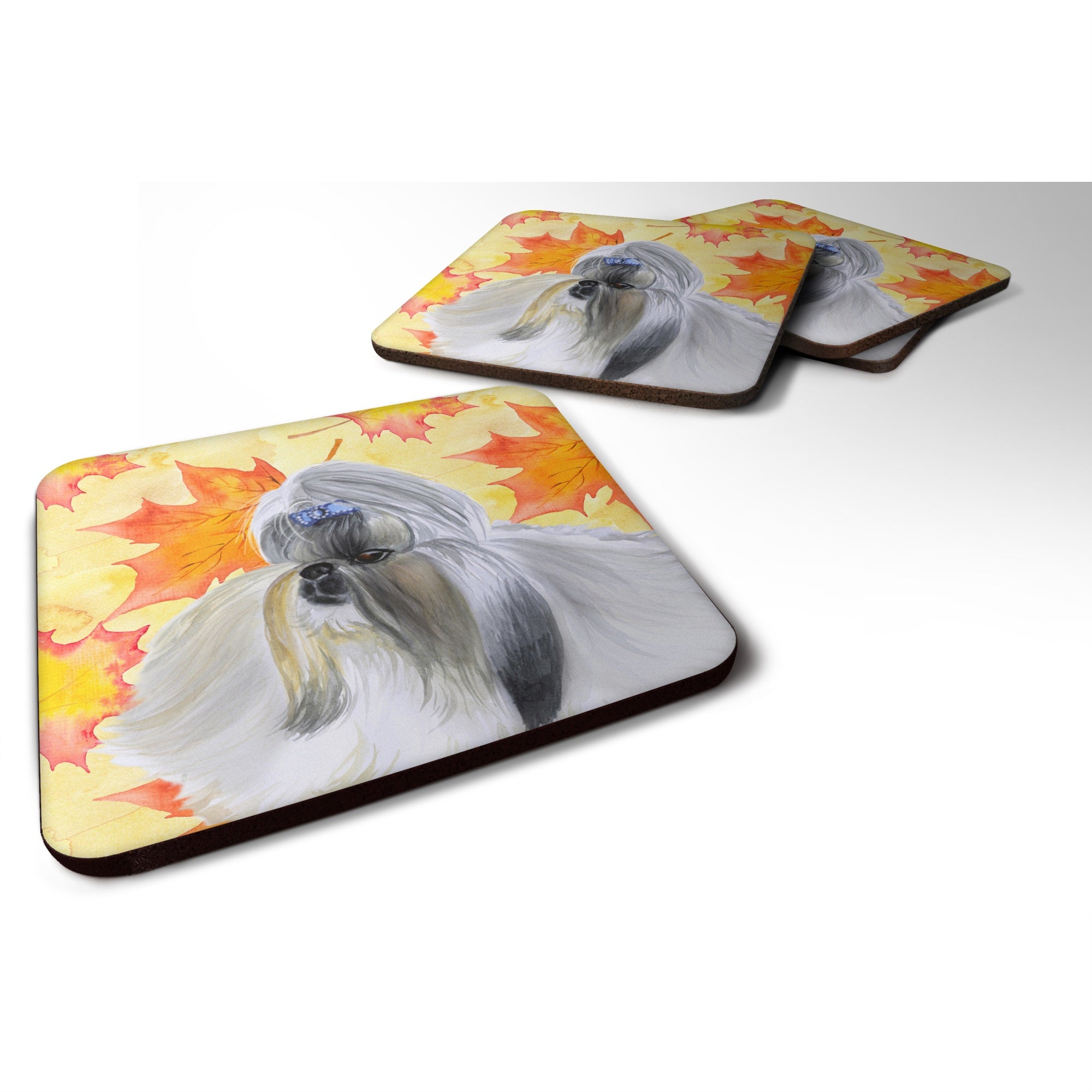 Caroline'S Treasures Shih Tzu Fall Decorative Coasters, Multicolor