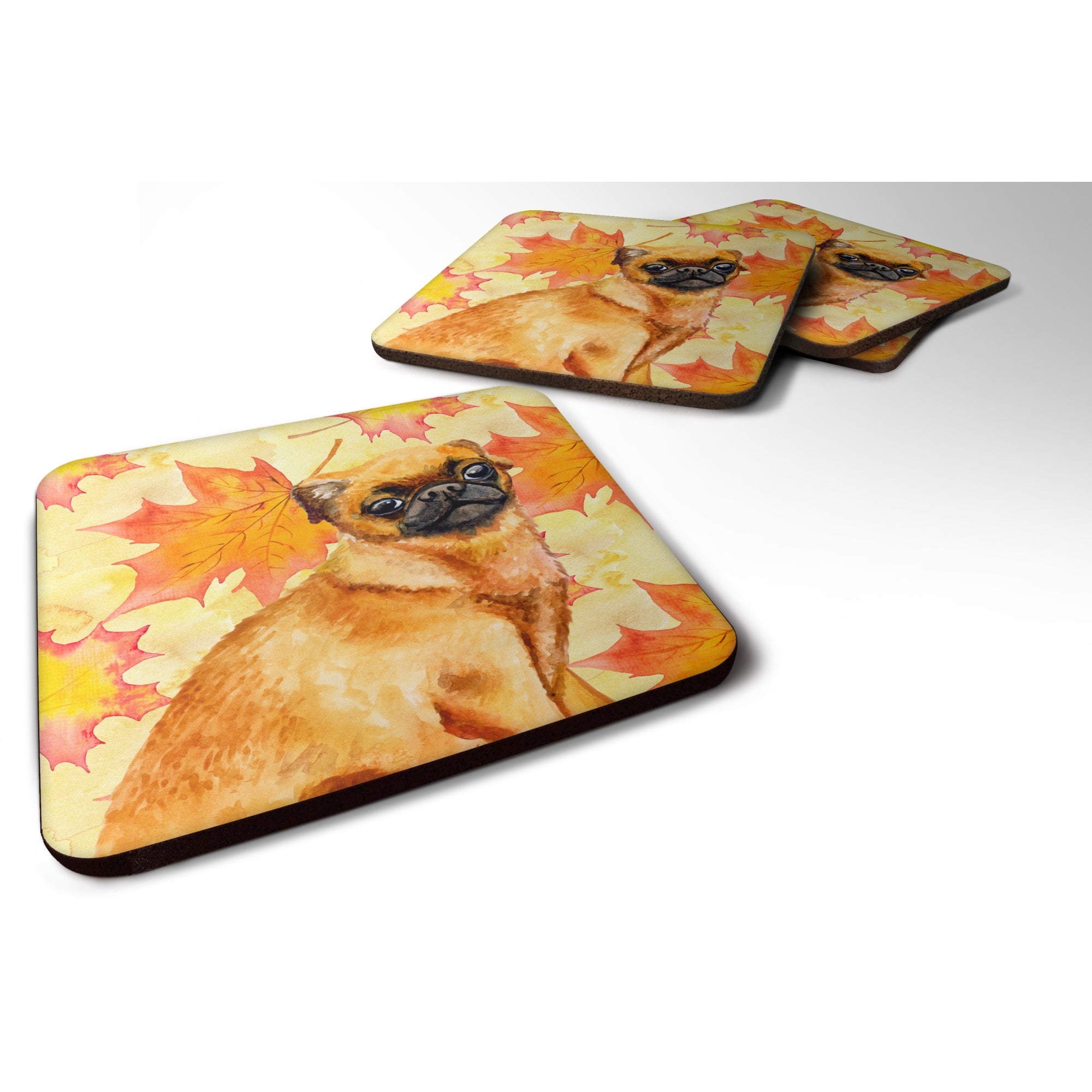 Caroline'S Treasures Small Brabant Griffon Fall Decorative Coasters, Multicolor