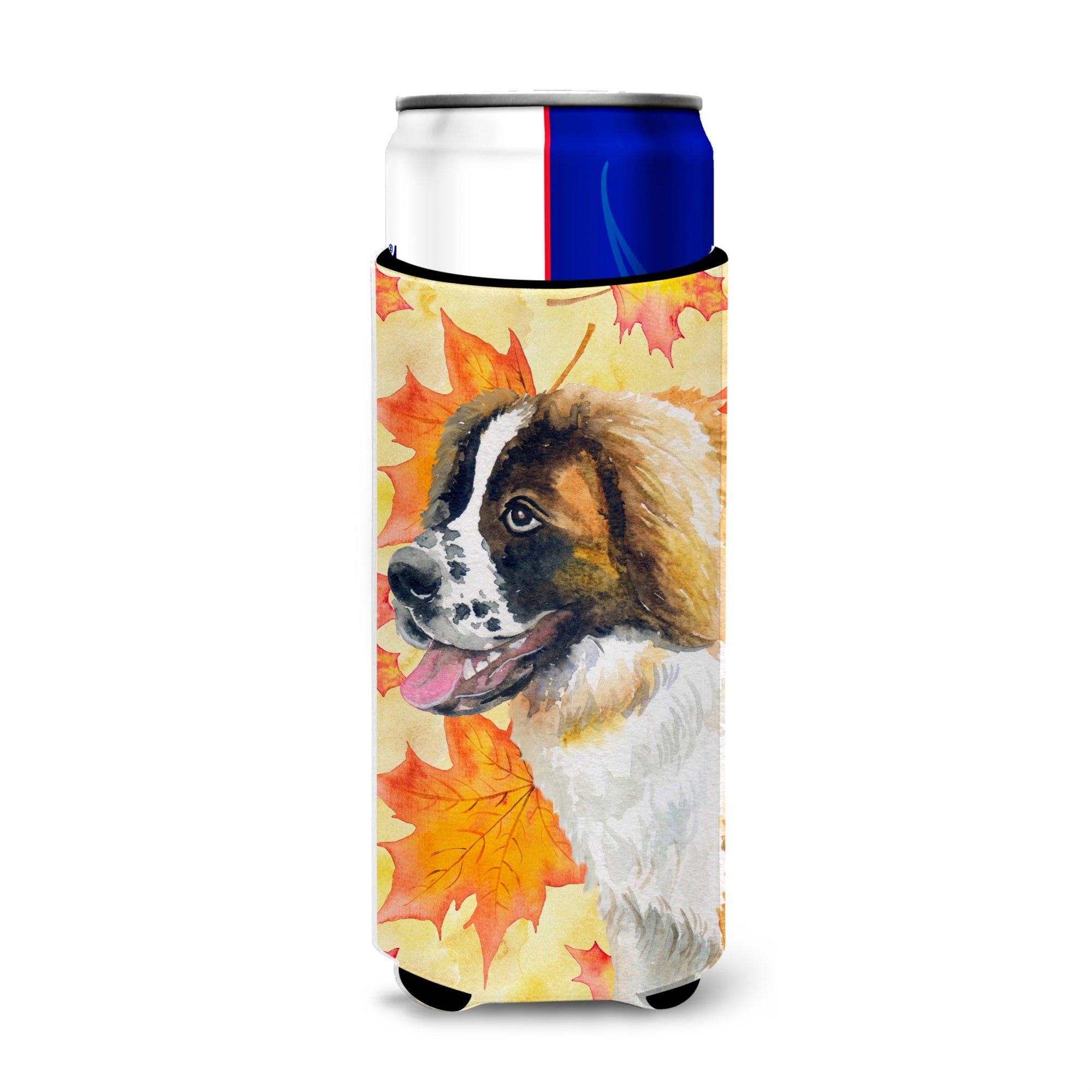 Caroline'S Treasures Saint Bernard Fall Decorative Can Hugger, Slim, Multicolor