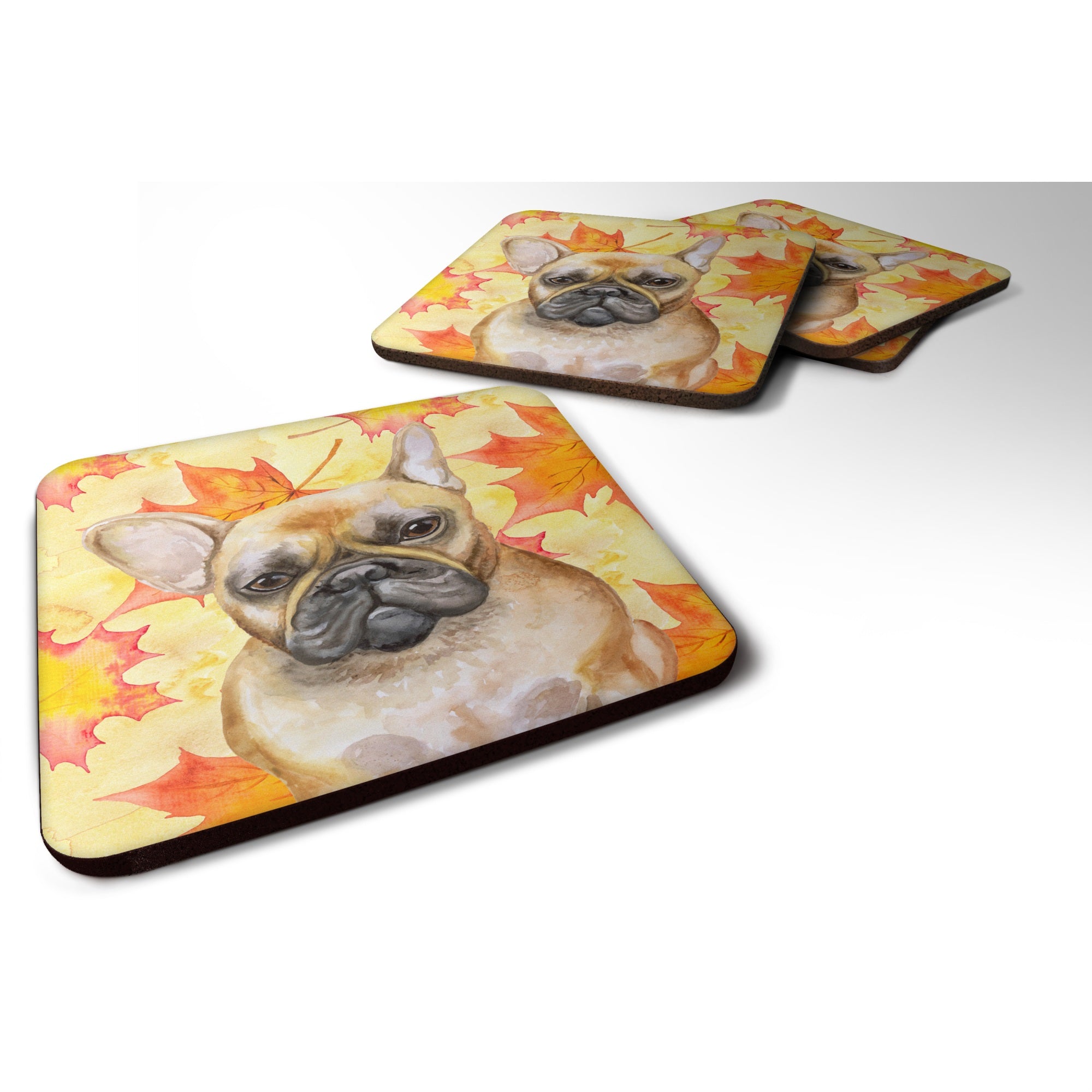 Caroline'S Treasures French Bulldog Fall Decorative Coasters, Multicolor
