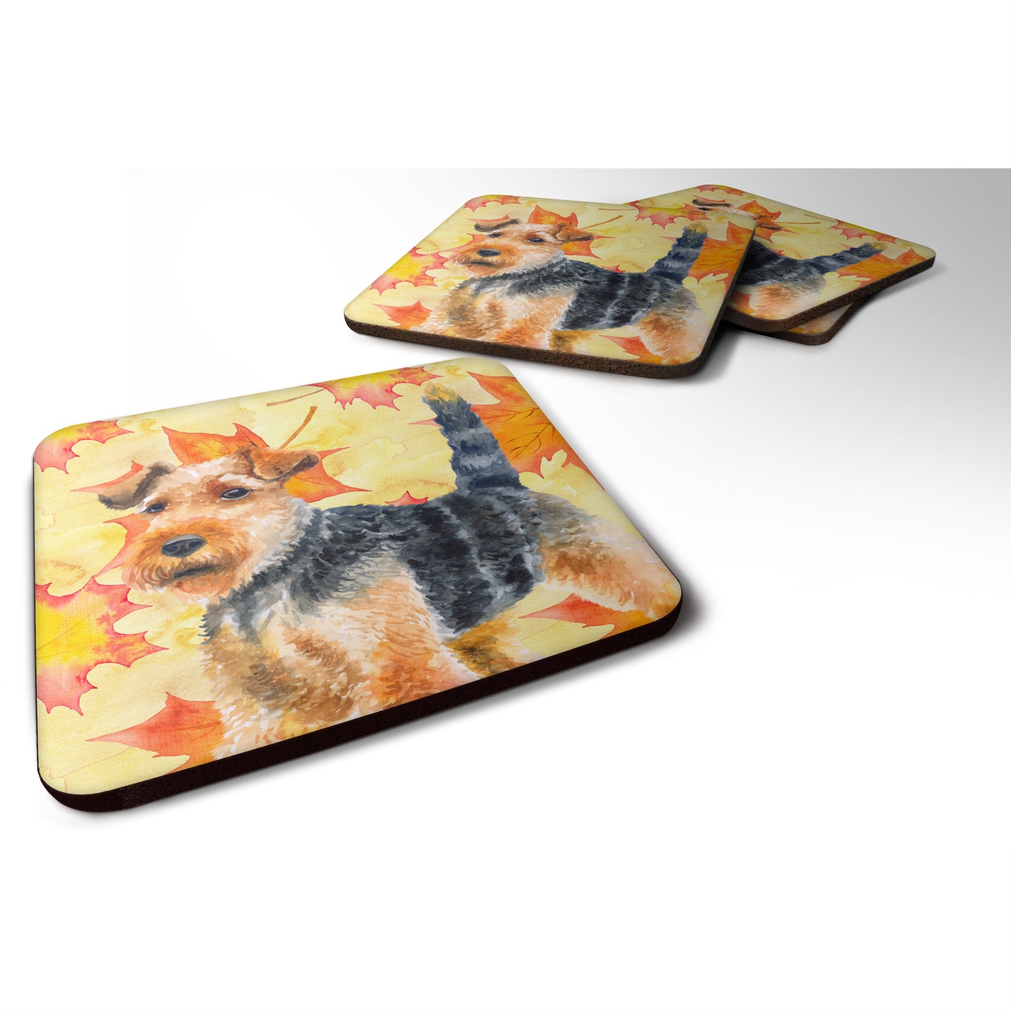 Caroline'S Treasures Welsh Terrier Fall Decorative Coasters, Multicolor