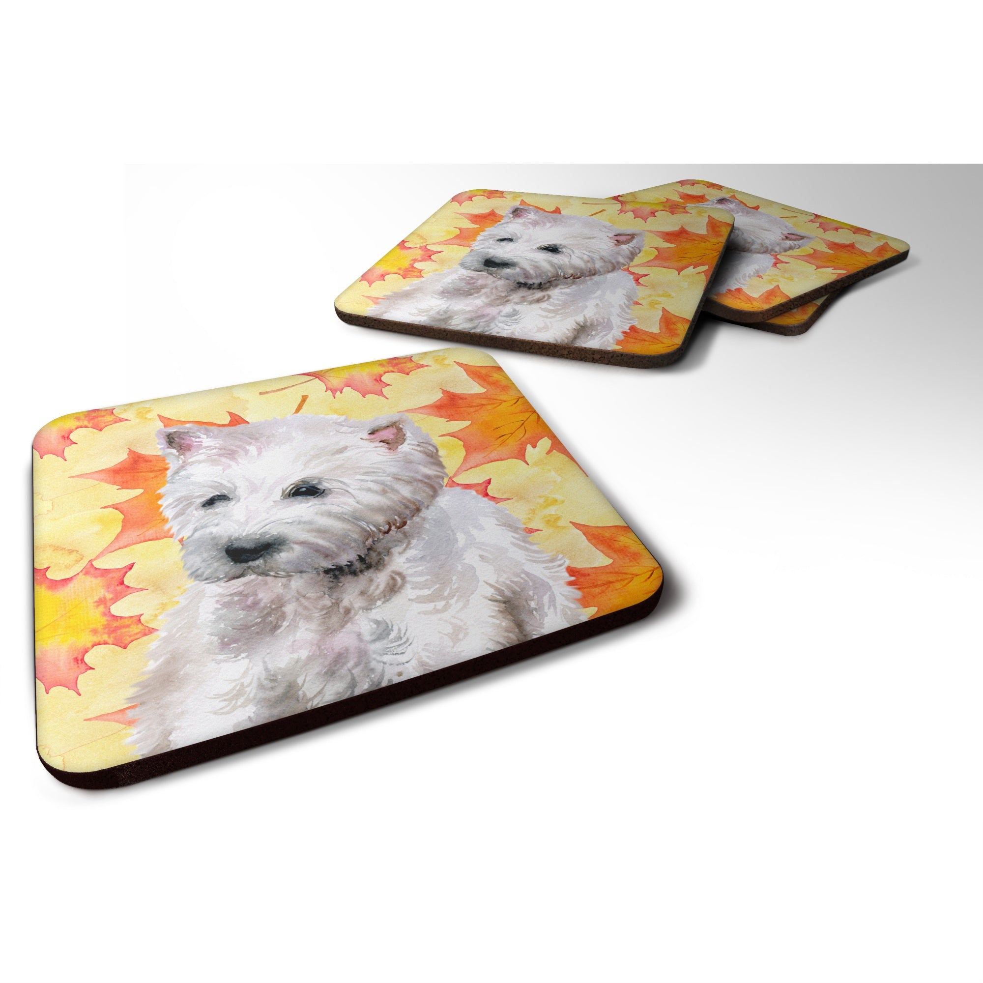 Caroline'S Treasures Westie Fall Decorative Coasters, Multicolor