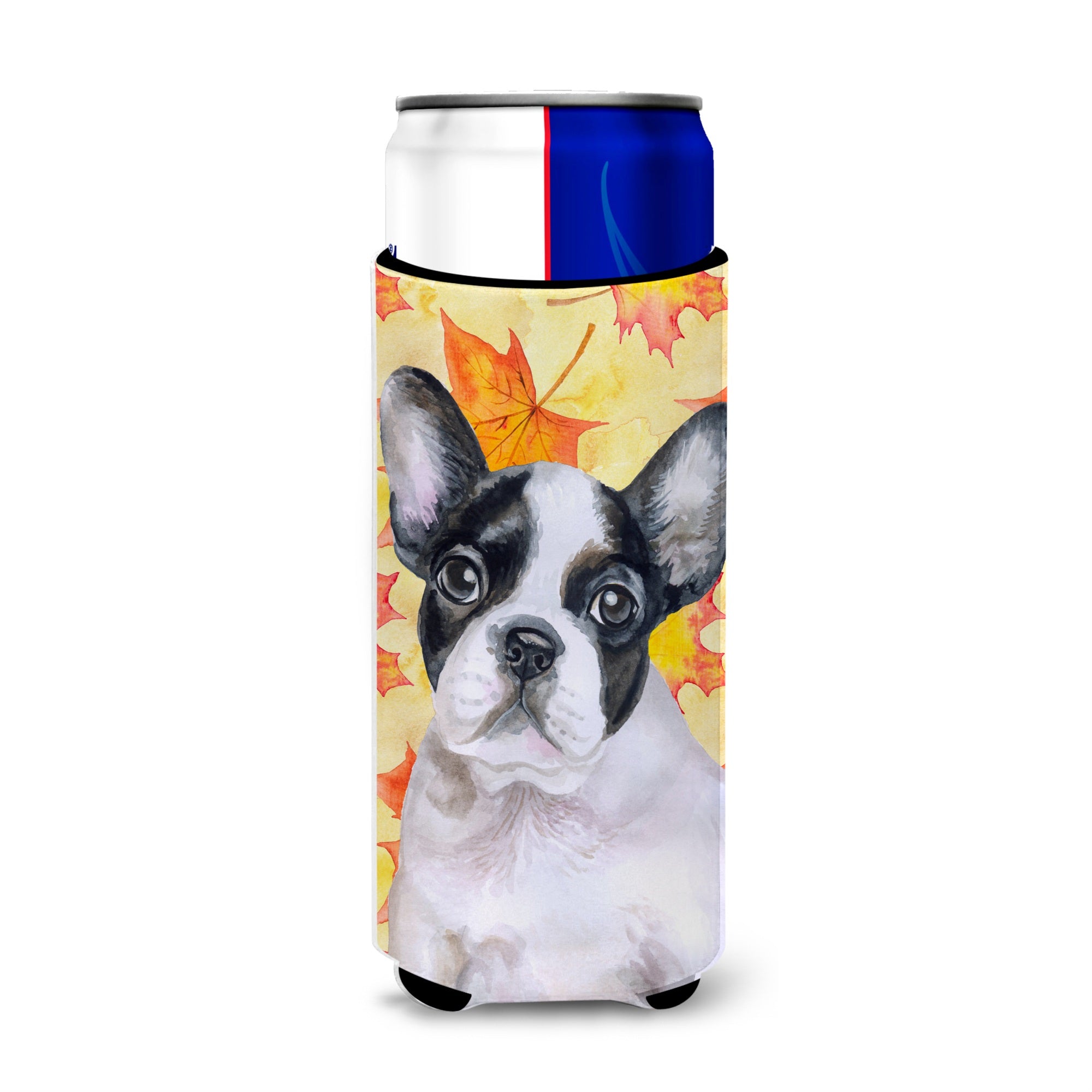 Caroline'S Treasures French Bulldog Black White Fall Decorative Can Hugger, Slim, Multicolor