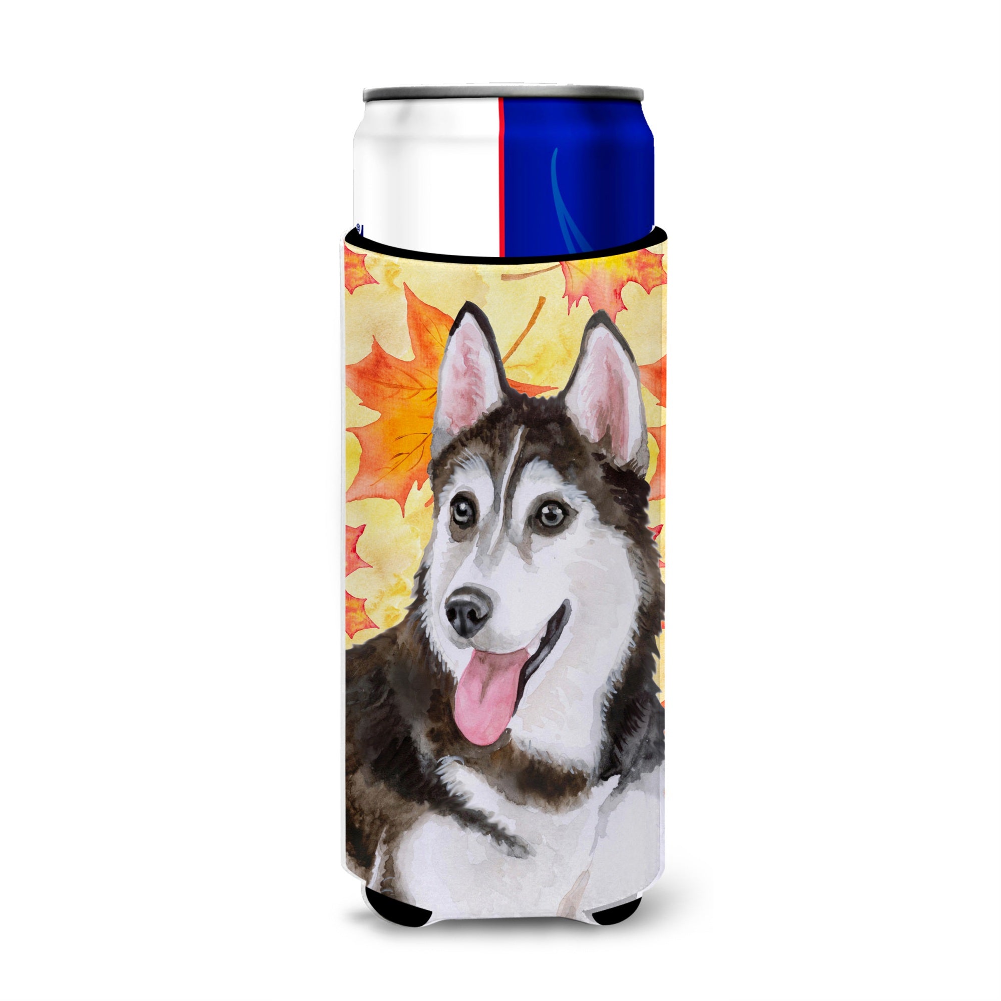 Caroline'S Treasures Siberian Husky #2 Fall Decorative Can Hugger, Slim, Multicolor
