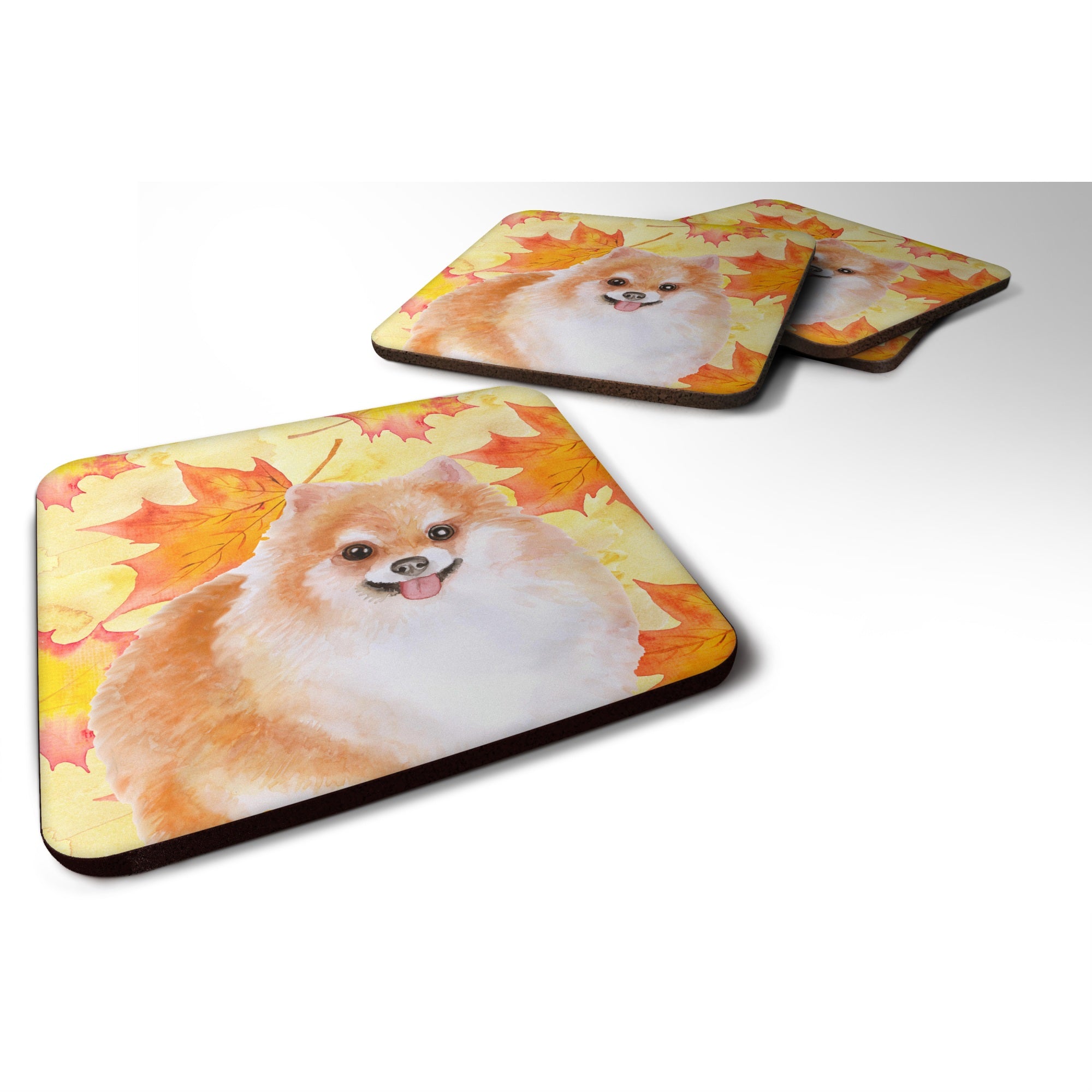 Caroline'S Treasures Pomeranian #2 Fall Decorative Coasters, Multicolor