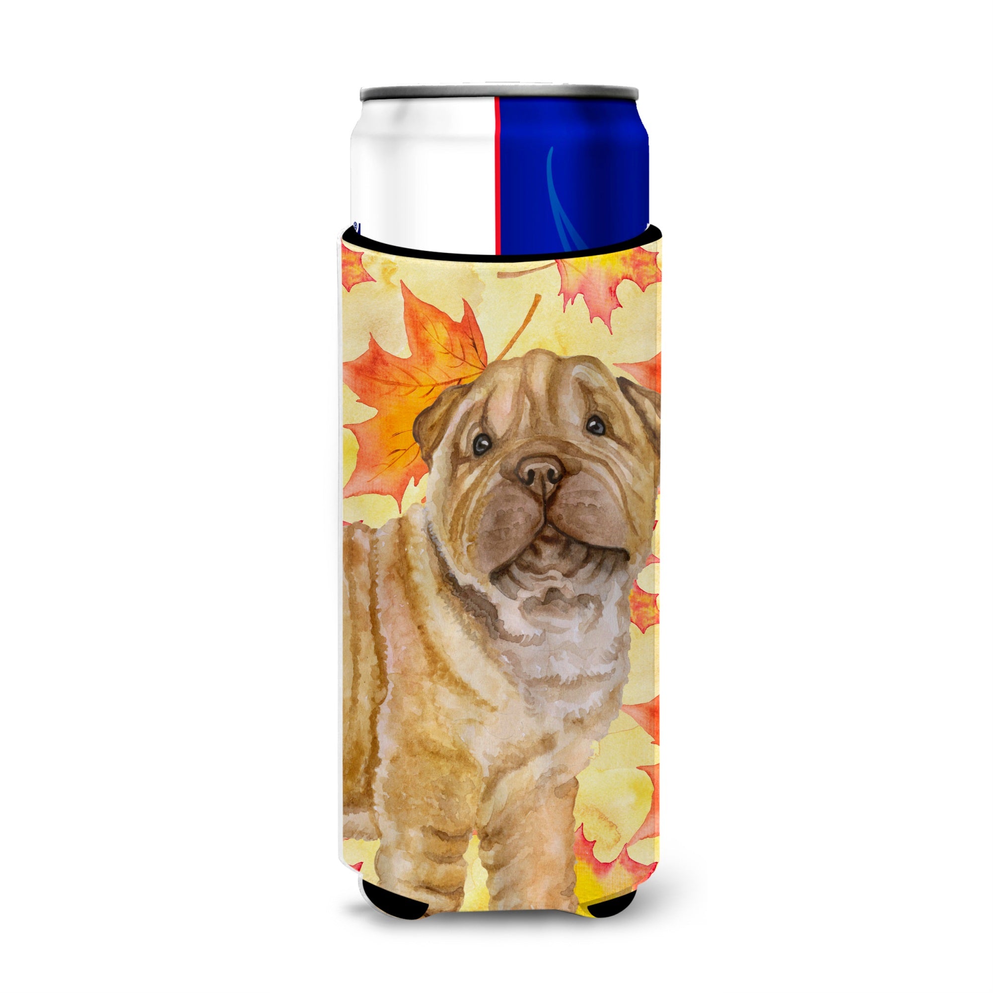 Caroline'S Treasures Shar Pei Puppy Fall Decorative Can Hugger, Slim, Multicolor