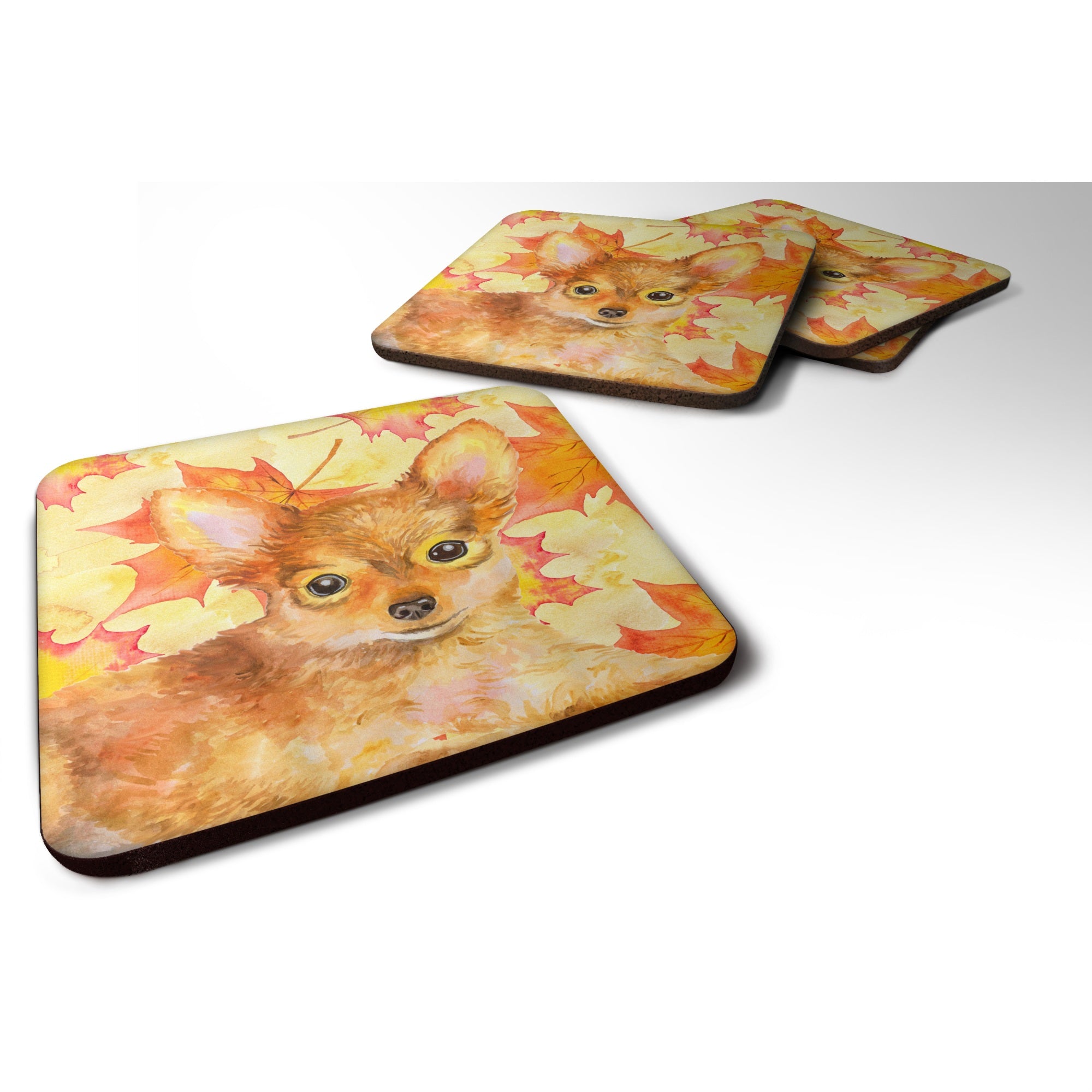 Caroline'S Treasures Toy Terrier Fall Decorative Coasters, Multicolor