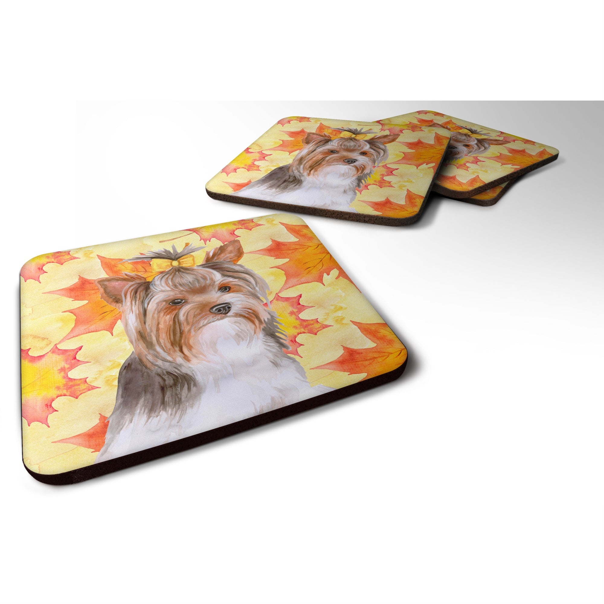 Caroline'S Treasures Yorkshire Terrier #2 Fall Decorative Coasters, Multicolor
