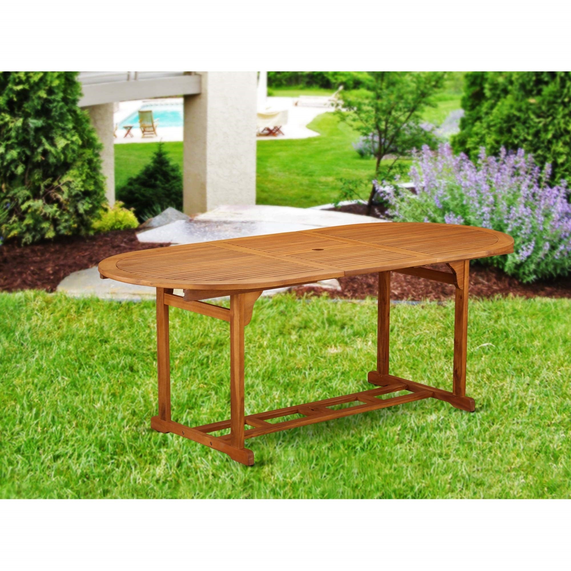 East West Furniture Bbstxna Beasley Patio Dining Outdoor Oval Acacia Wood Table, 36X78 Inch