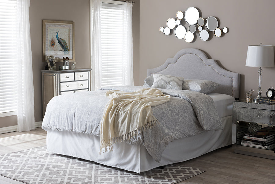 Baxton Studio Rita Modern and Contemporary Grayish Beige Fabric Upholstered Full Size Headboard