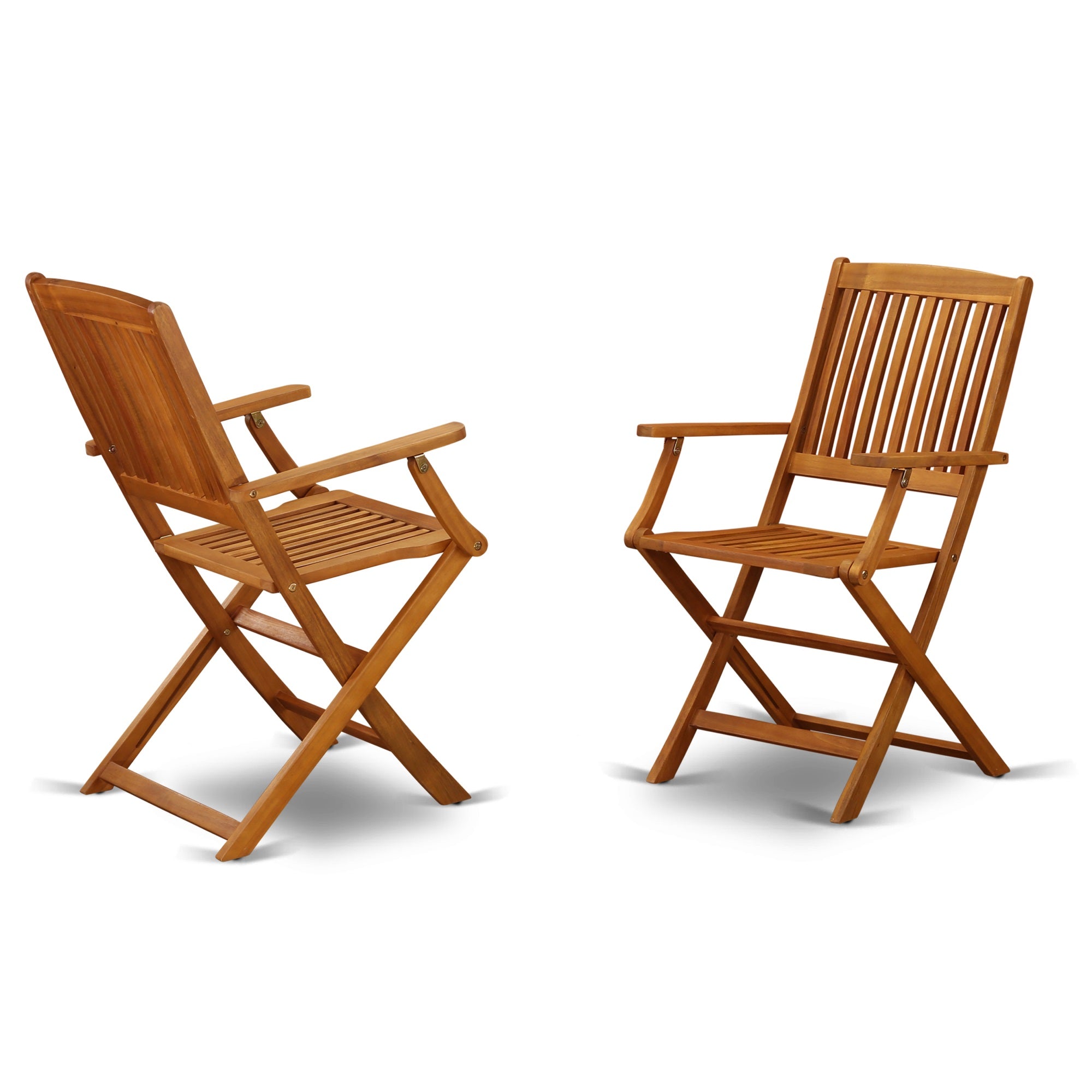 Set Of 2 Chairs Bcmcana Solid Acacia Wood Balcony Folding Arm Chair -Set Of Two