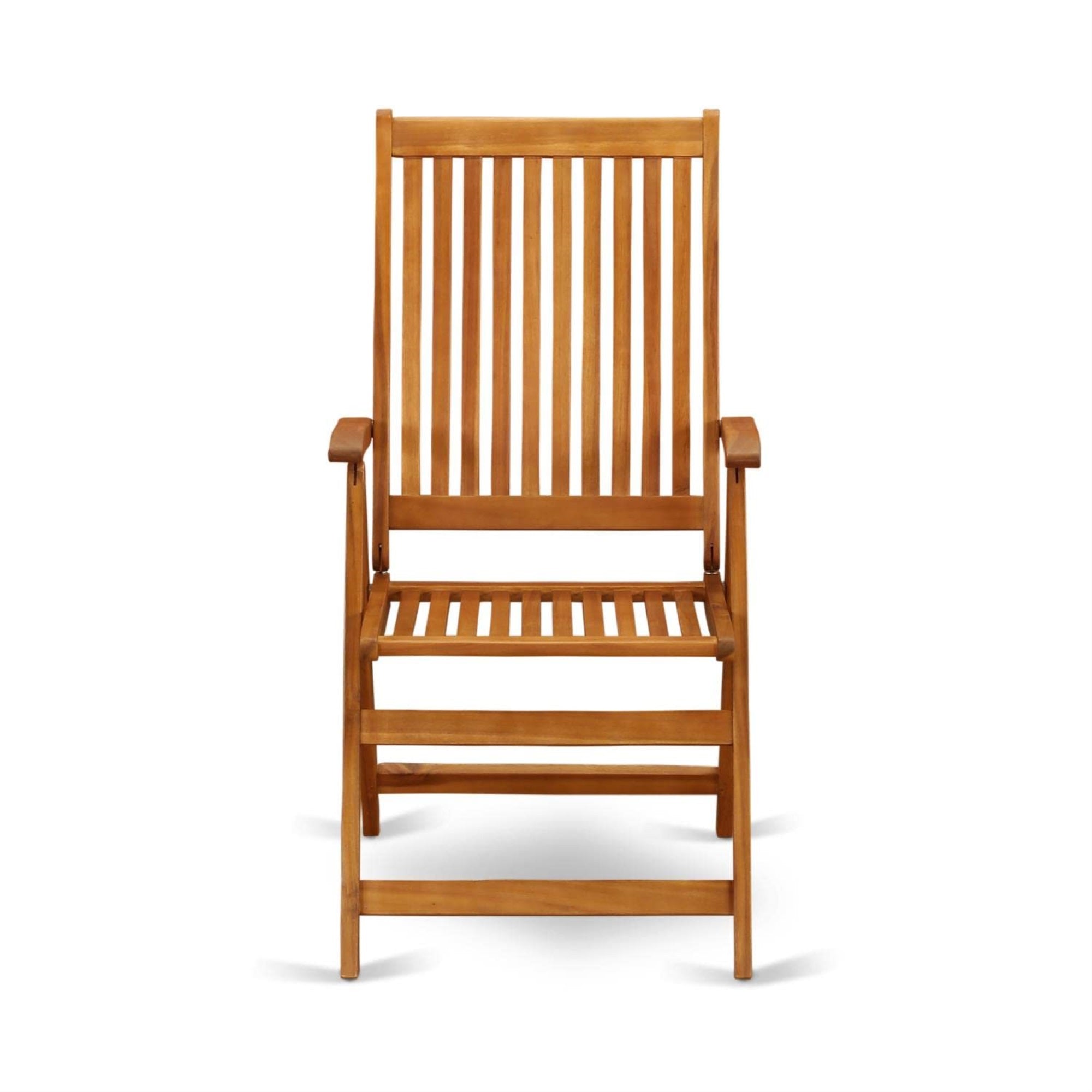 East West Furniture Bcnc5Na Outdoor Folding Arm Chair, Natural Oil