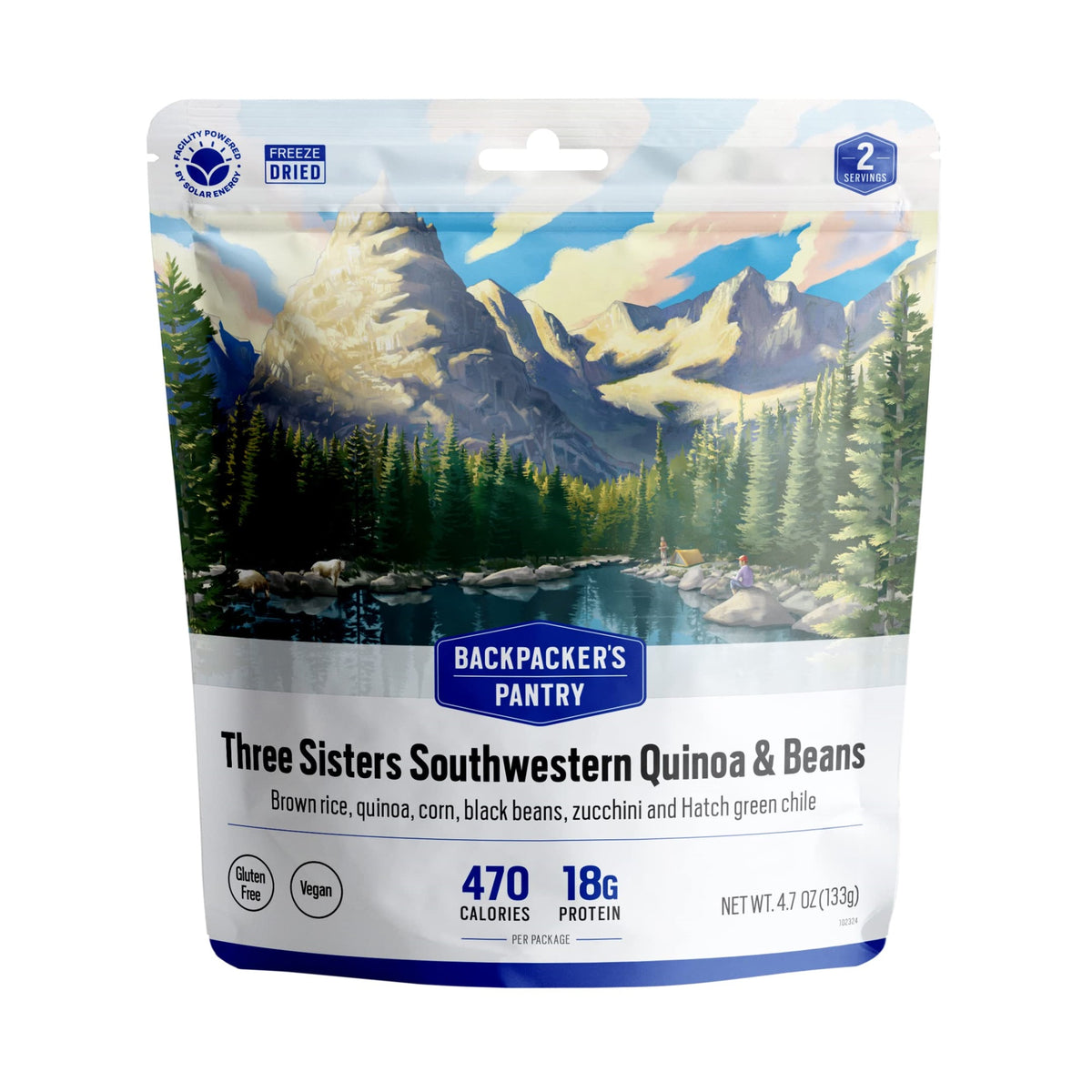 Backpacker'S Pantry Three Sisters Southwestern Quinoa & Beans - Freeze Dried Backpacking & Camping Food - Emergency Food - 18 Grams Of Protein, Vegan, Gluten-Free - 1 Count