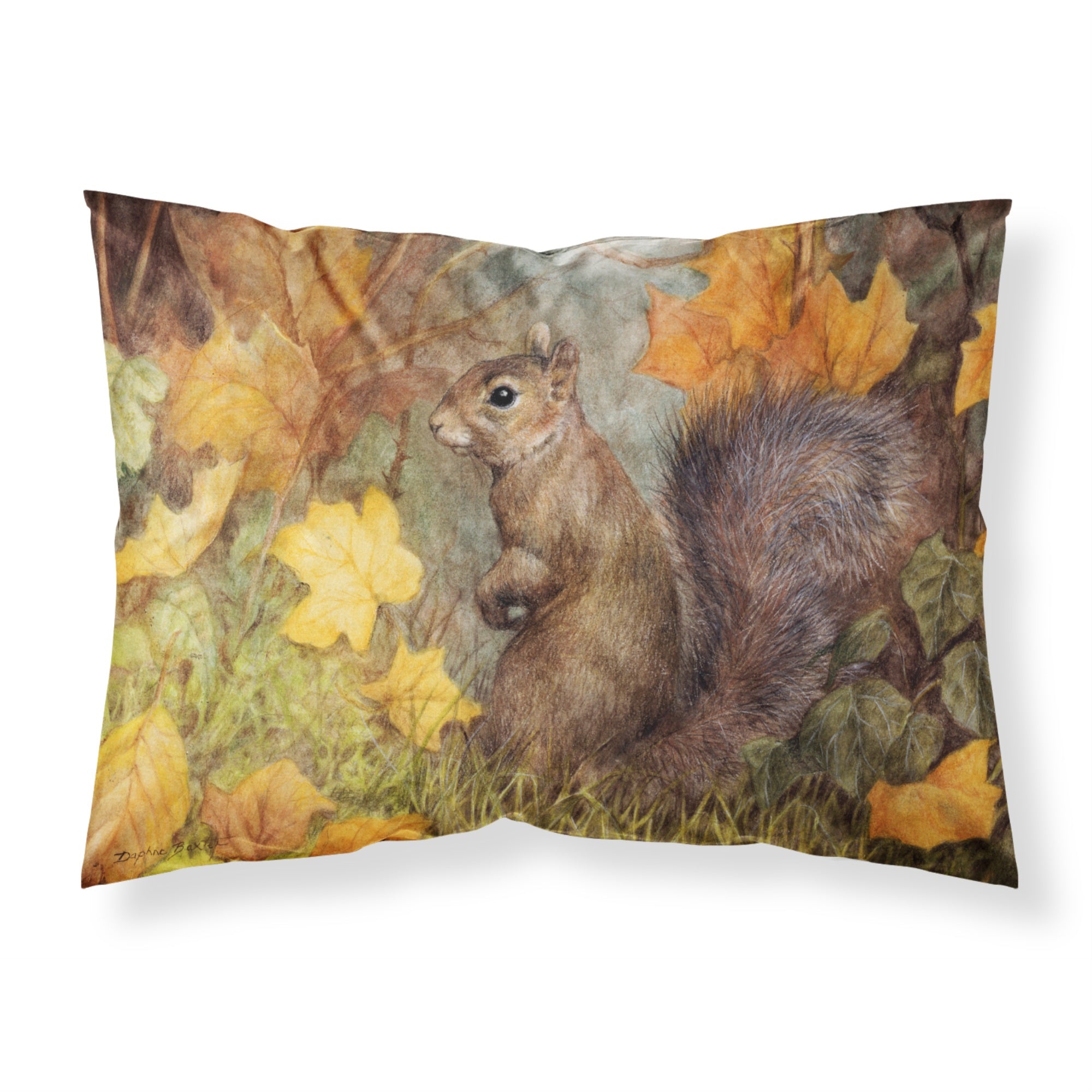 Caroline'S Treasures Grey Squirrel In Fall Leaves Fabric Standard Pillowcase Bdba0097Pillowcase, Multicolor