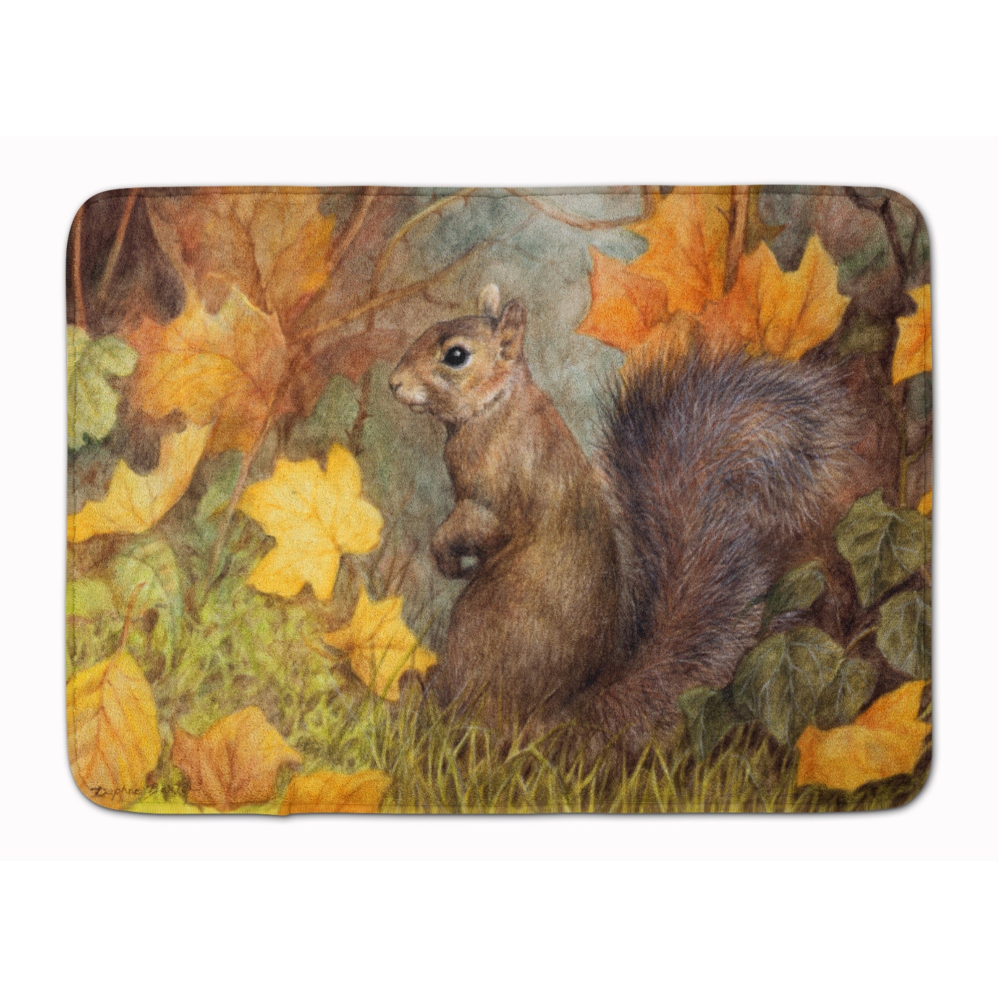 Caroline'S Treasures Grey Squirrel In Fall Leaves Floor Mat, 19 X 27, Multicolor