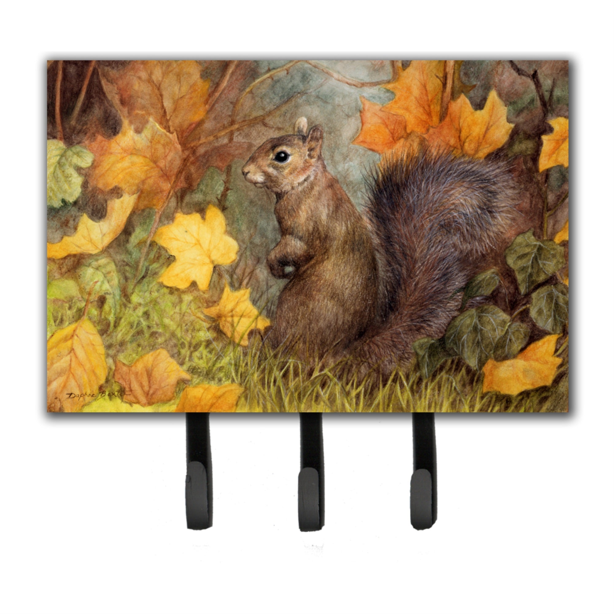 Caroline'S Treasures Grey Squirrel In Fall Leaves Leash Or Key Holder Bdba0097Th68, Triple, Multicolor