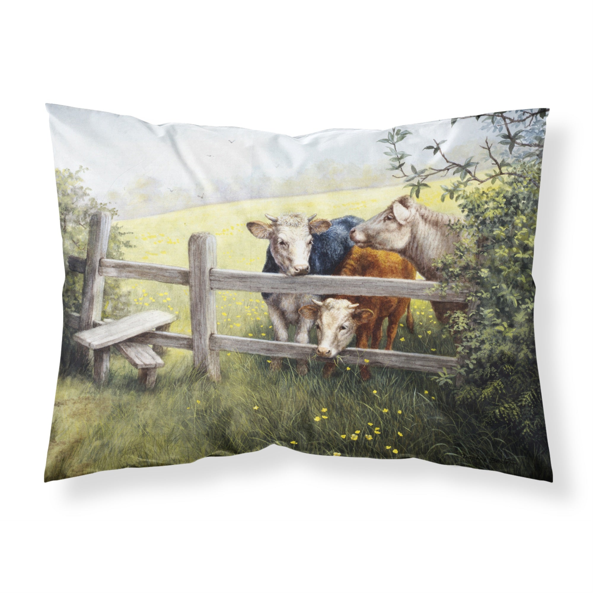 Caroline'S Treasures Cows In A Buttercup Meadow Fabric Standard Pillowcase Bdba0103Pillowcase, Multicolor