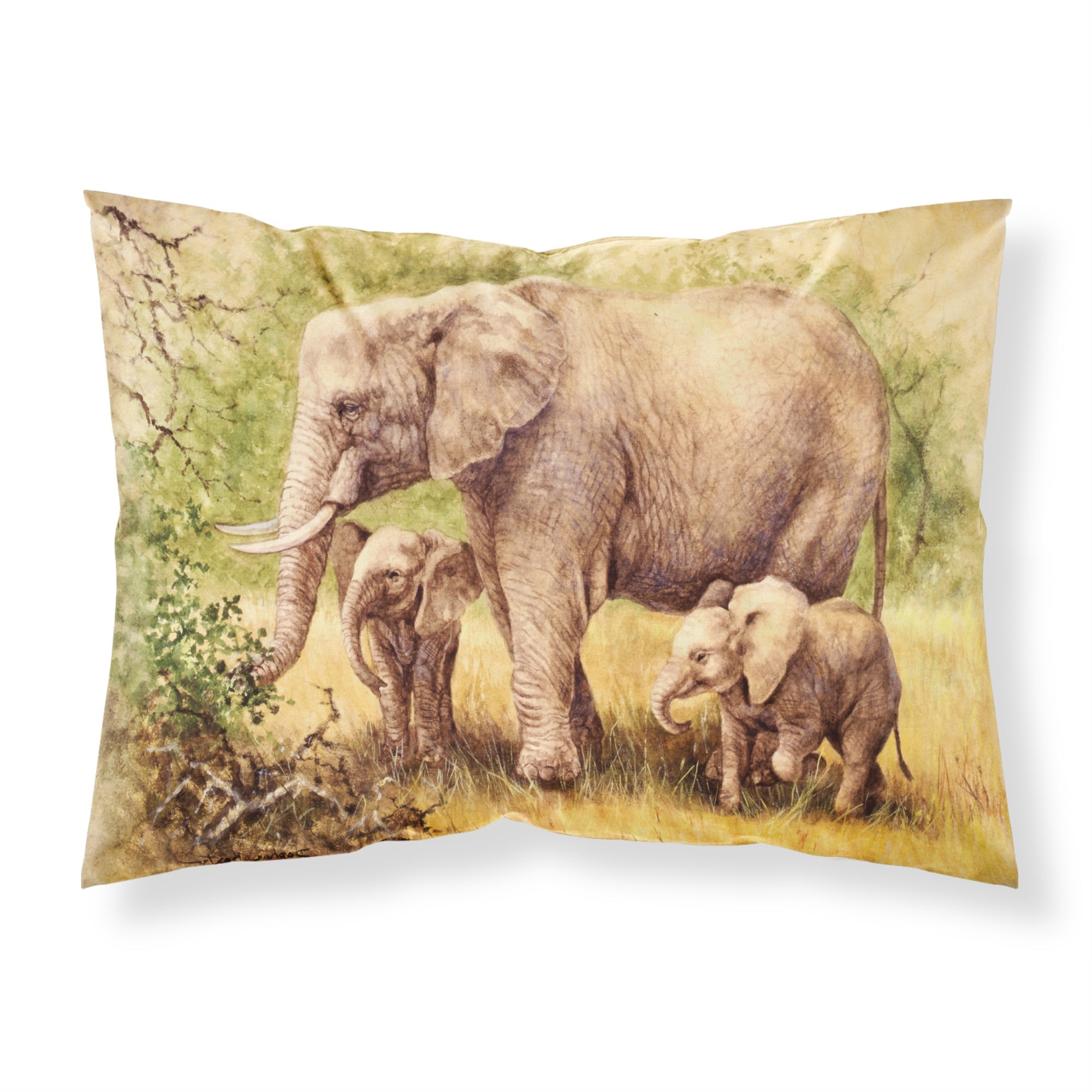 Caroline'S Treasures Elephants By Daphne Baxter Fabric Standard Pillowcase Bdba0112Pillowcase, Multicolor