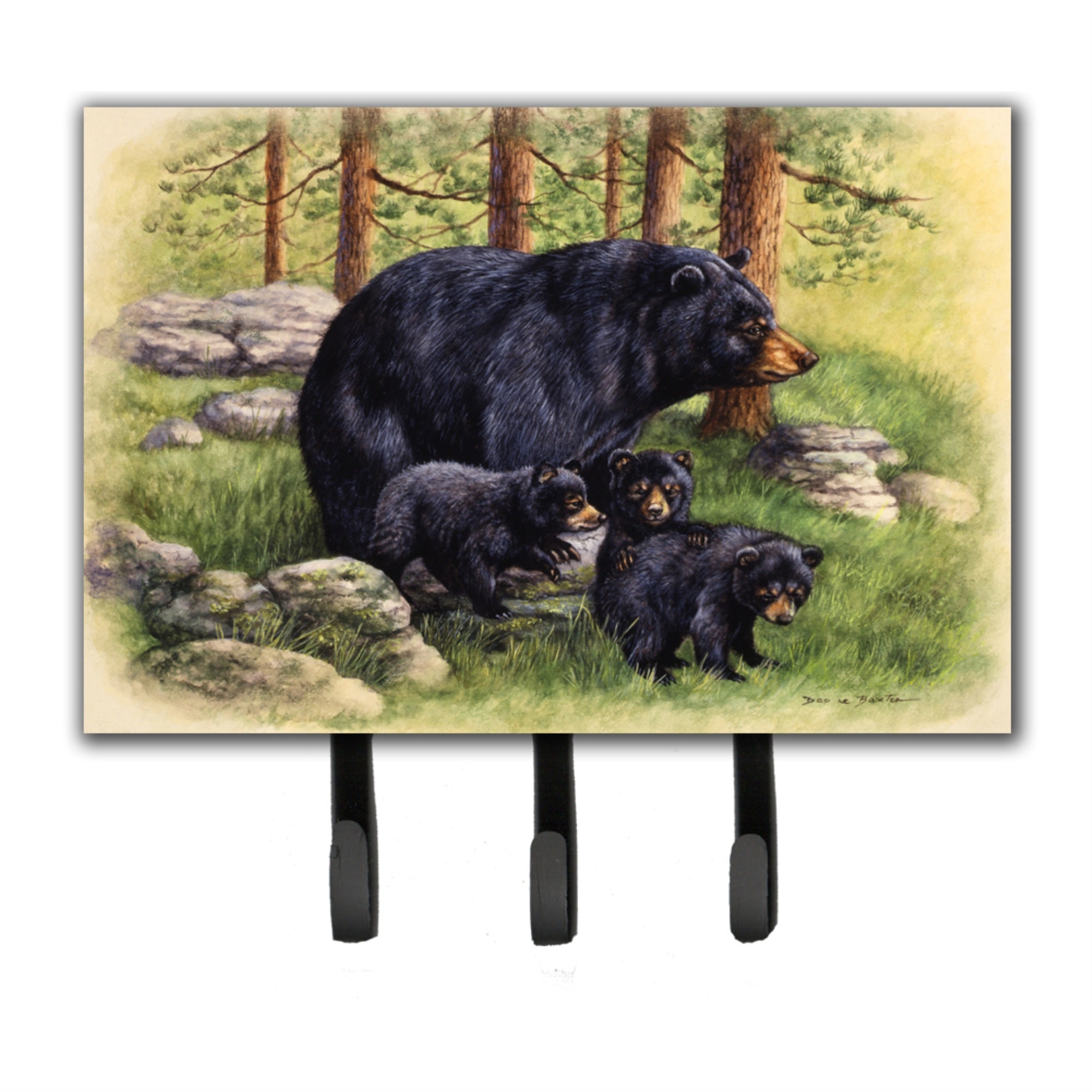 Caroline'S Treasures Black Bears By Daphne Baxter Leash Or Key Holder Bdba0114Th68, Triple, Multicolor