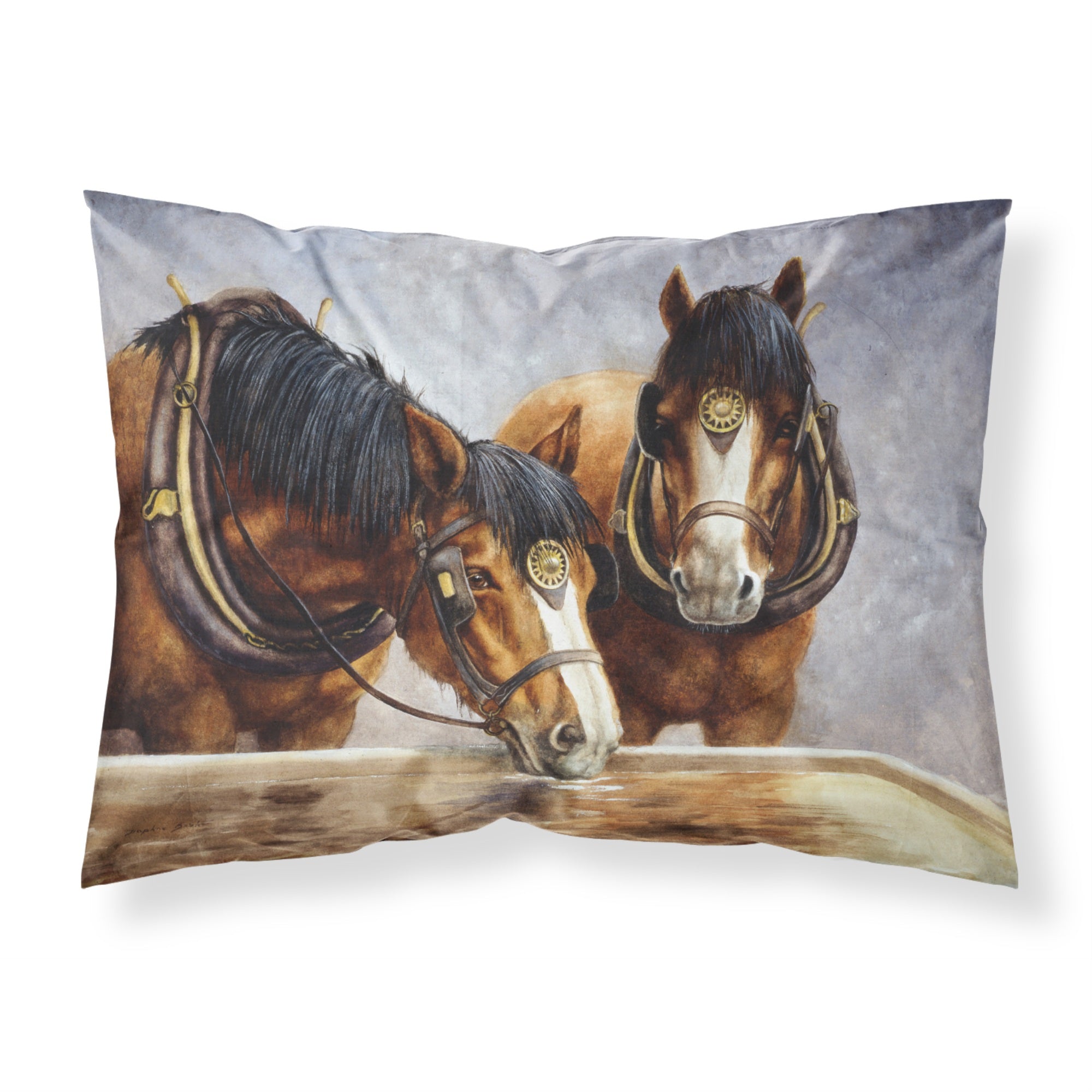 Caroline'S Treasures Horses Taking A Drink Of Water Fabric Standard Pillowcase Bdba0119Pillowcase, Multicolor