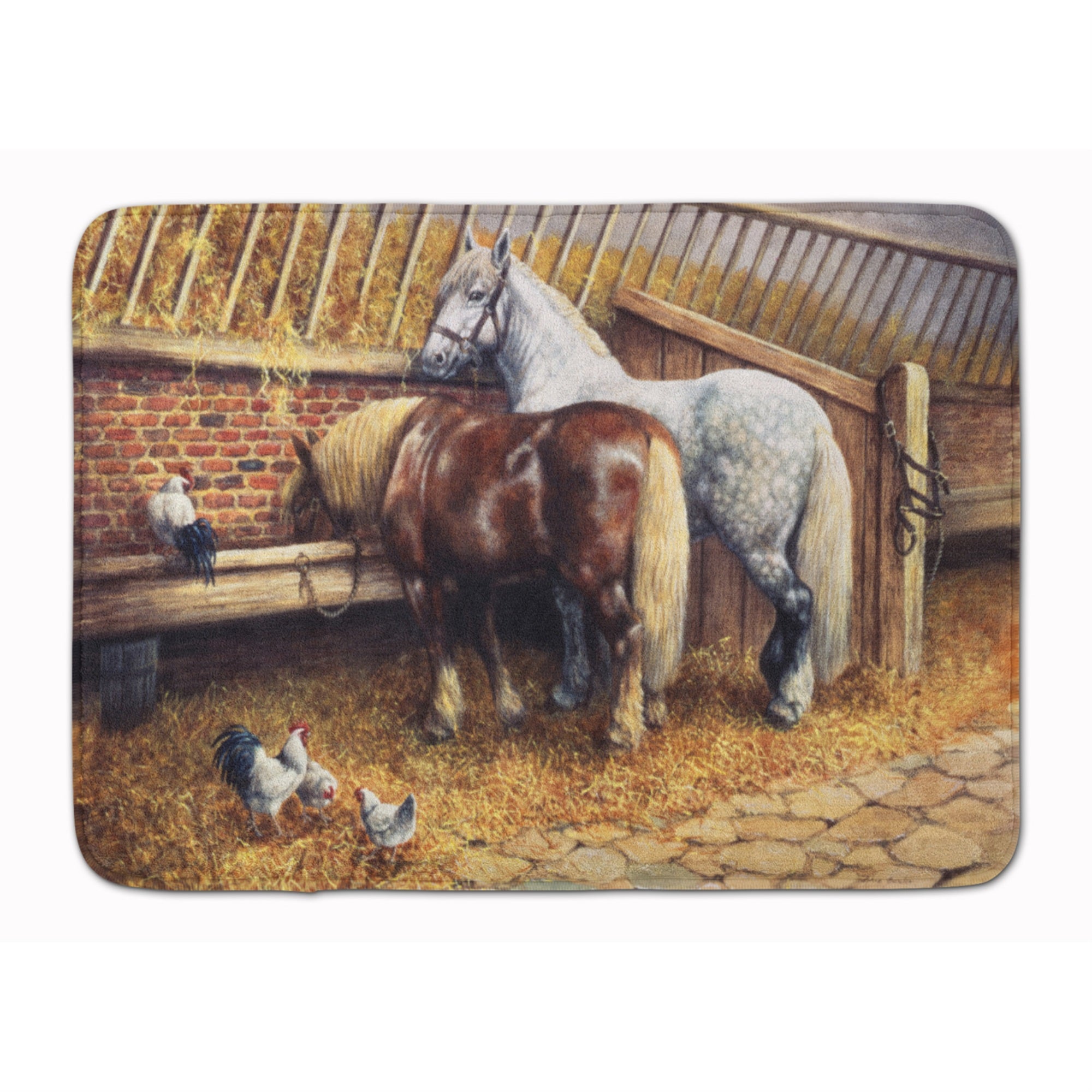 Caroline'S Treasures Horses Eating With The Chickens, 19 X 27, Multicolor