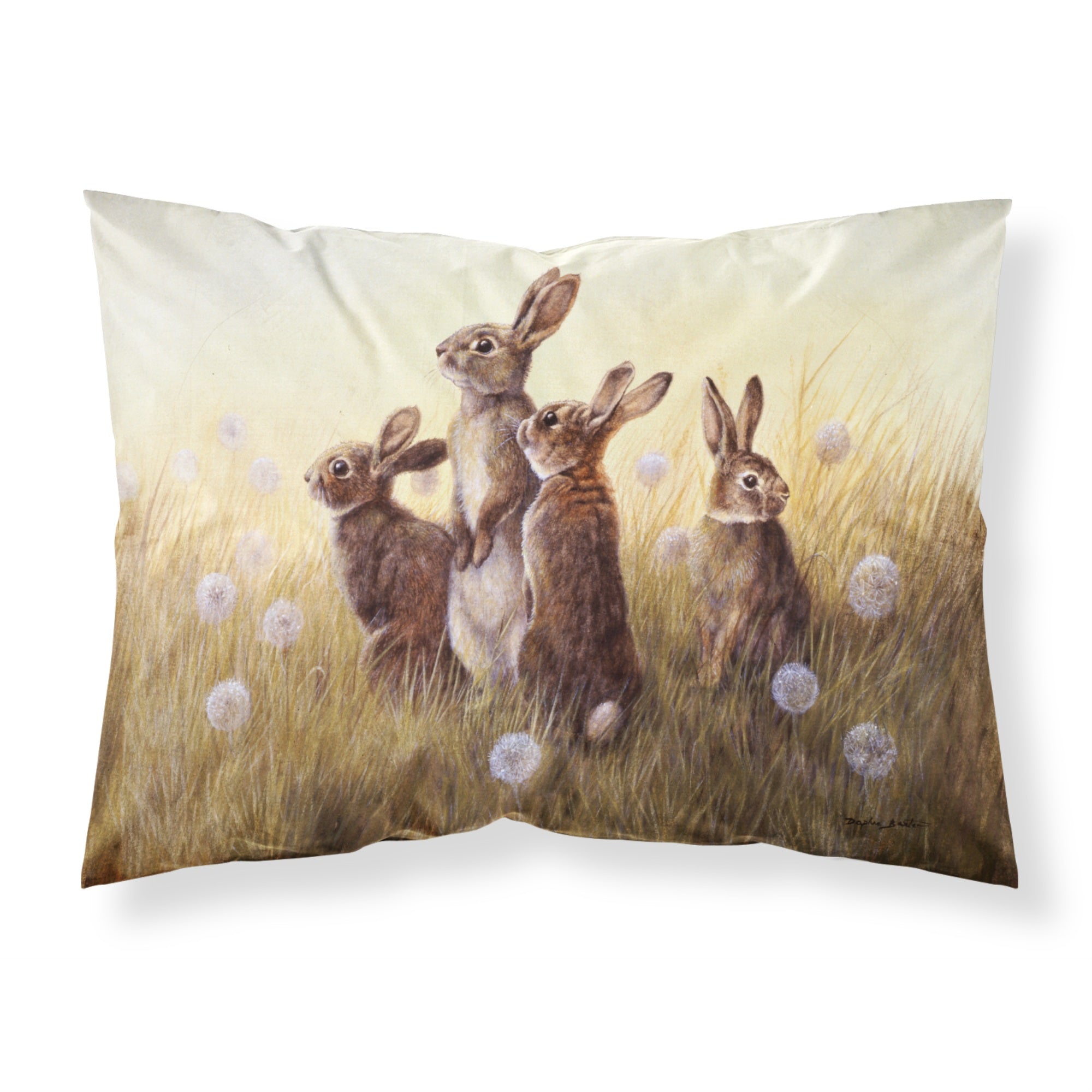 Caroline'S Treasures Rabbits In The Dandelions Fabric Standard Pillowcase Bdba0144Pillowcase, Multicolor