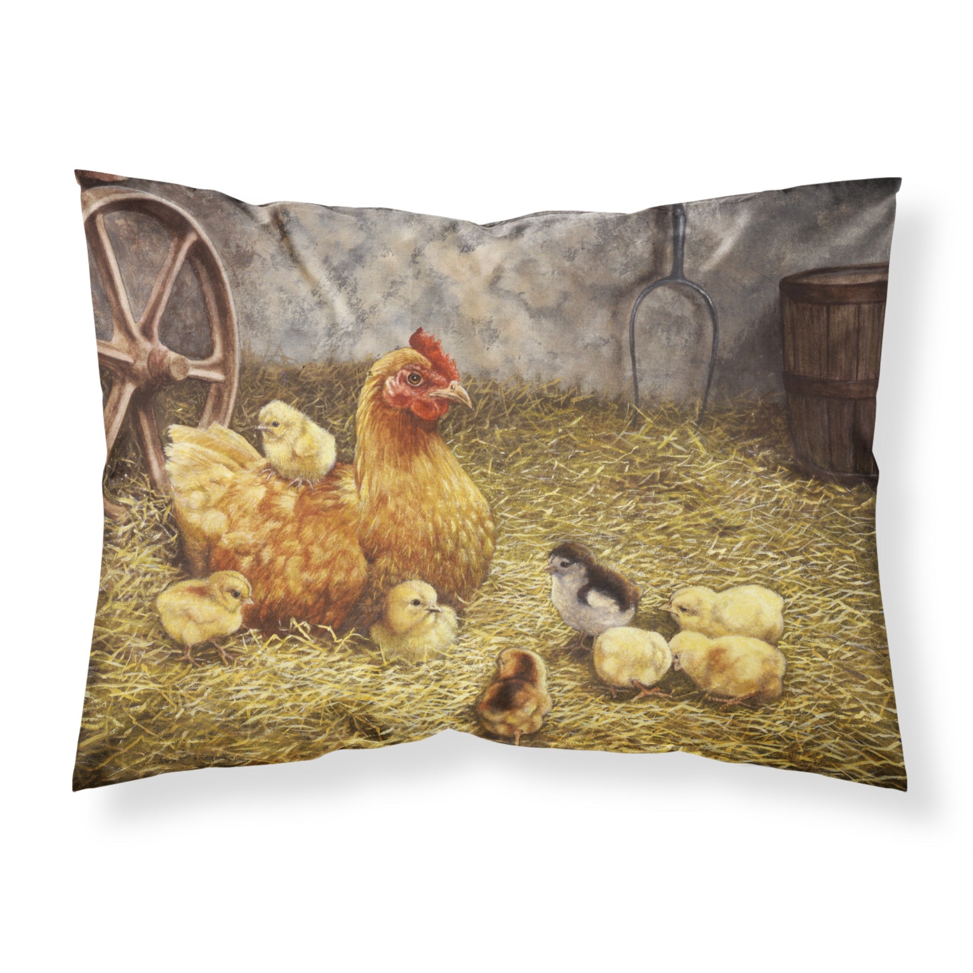 Caroline'S Treasures Chicken Hen And Her Chicks Fabric Standard Pillowcase Bdba0176Pillowcase, Multicolor
