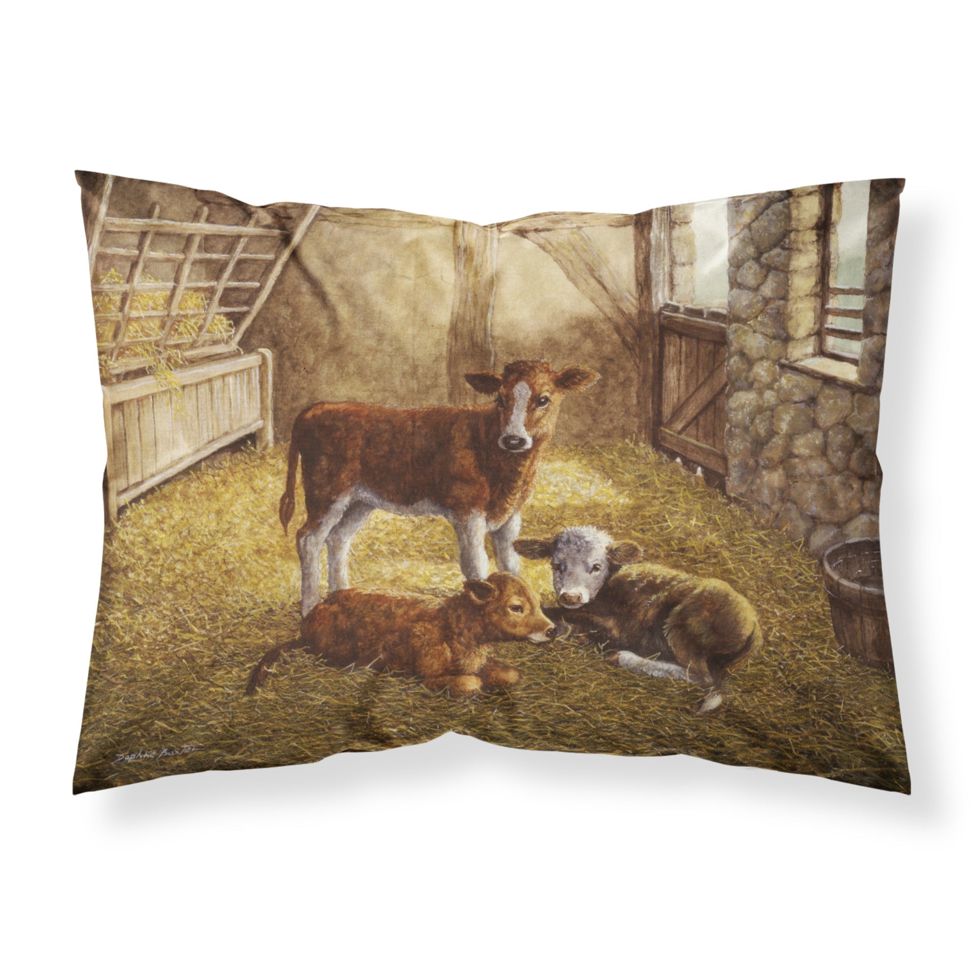 Caroline'S Treasures Cows Calves In The Barn Fabric Standard Pillowcase Bdba0179Pillowcase, Multicolor