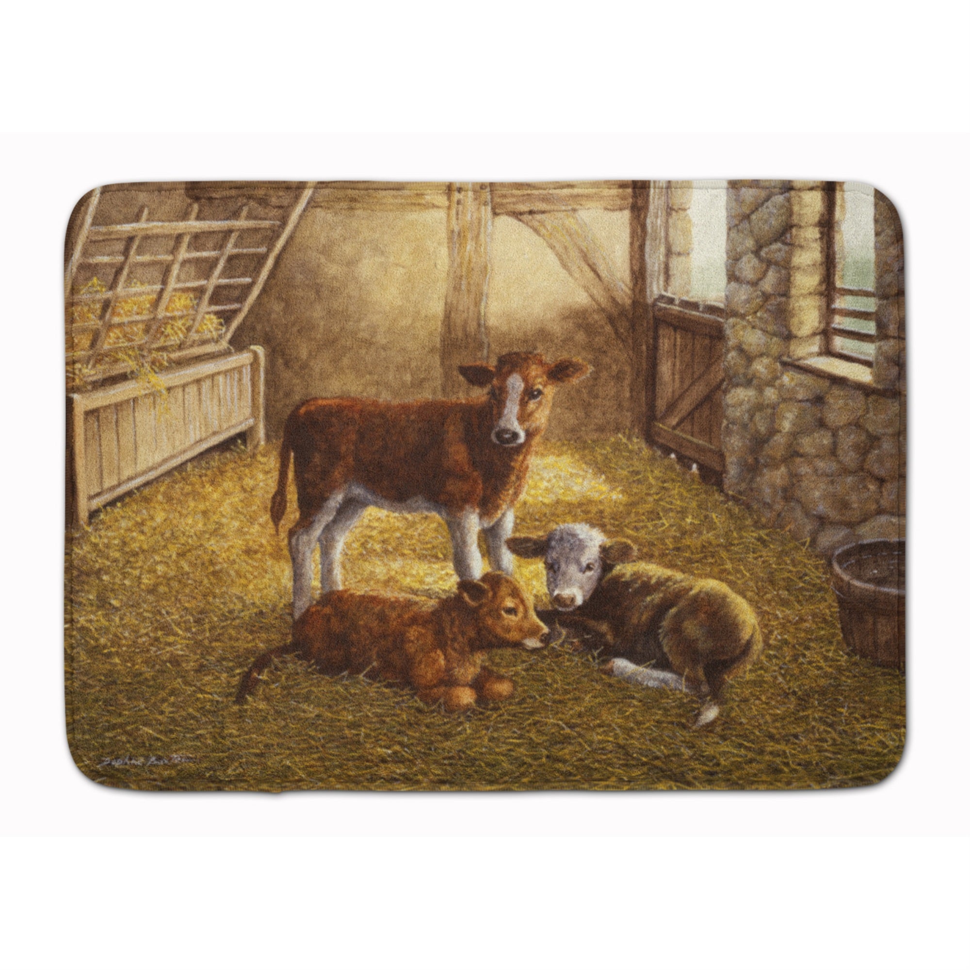 Caroline'S Treasures Cows Calves In The Barn Floor Mat, 19 X 27, Multicolor