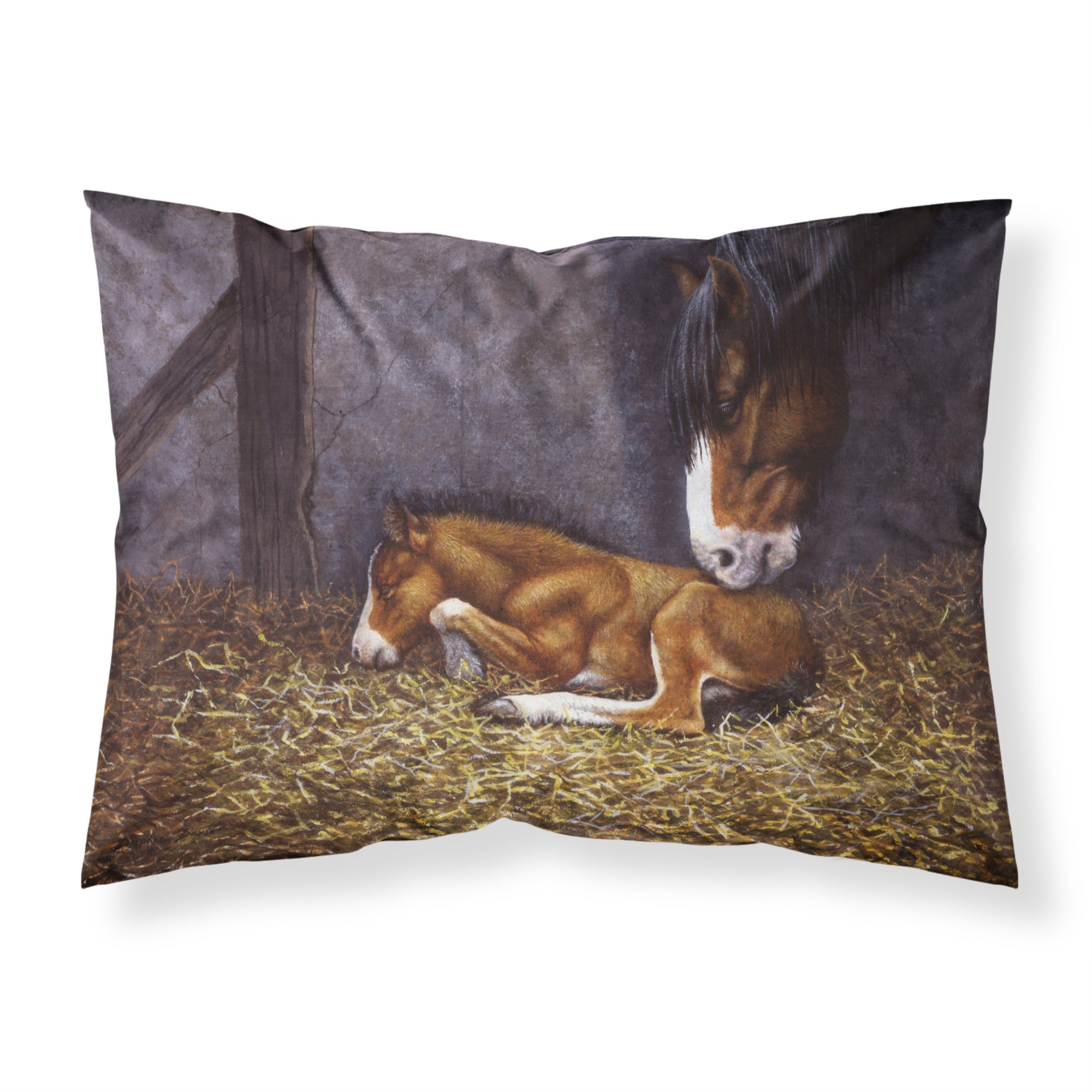 Caroline'S Treasures Horse And Her Foal Fabric Standard Pillowcase Bdba0207Pillowcase, Multicolor