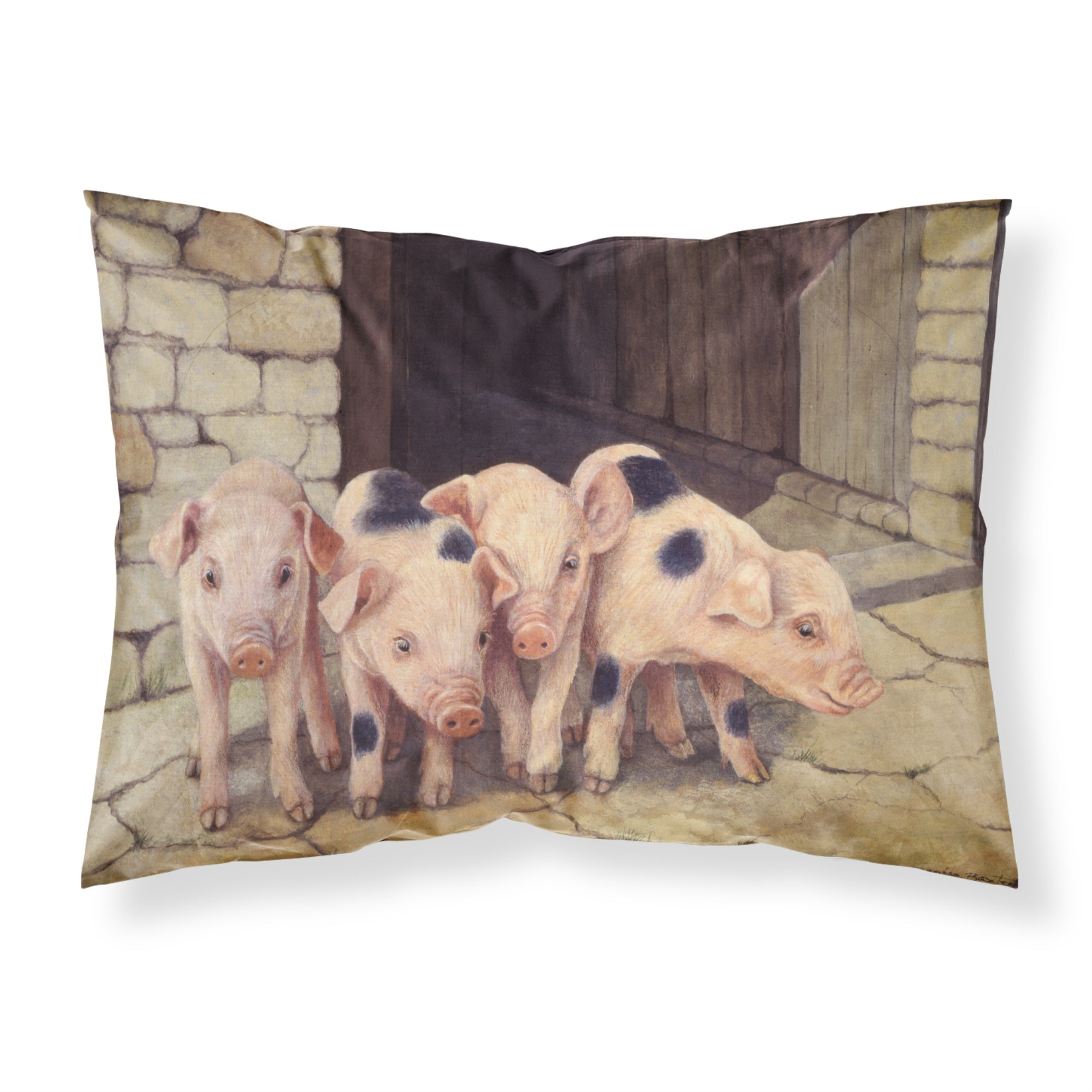 Caroline'S Treasures Pigs Piglets By Daphne Baxter Fabric Standard Pillowcase Bdba0225Pillowcase, Multicolor