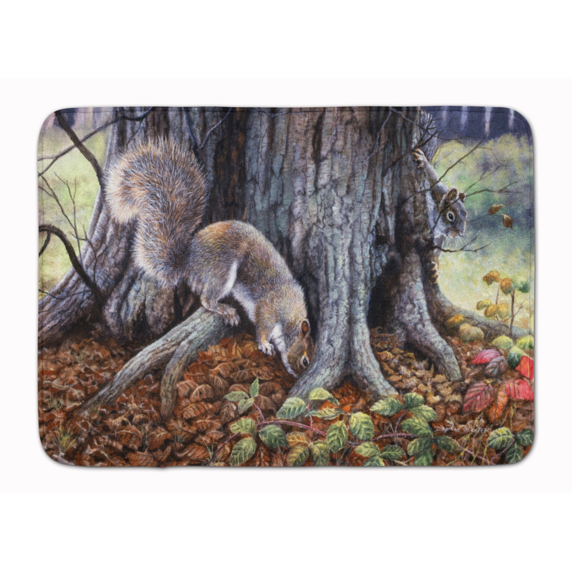 Caroline'S Treasures Grey Squirrels Around The Tree Floor Mat, 19 X 27, Multicolor