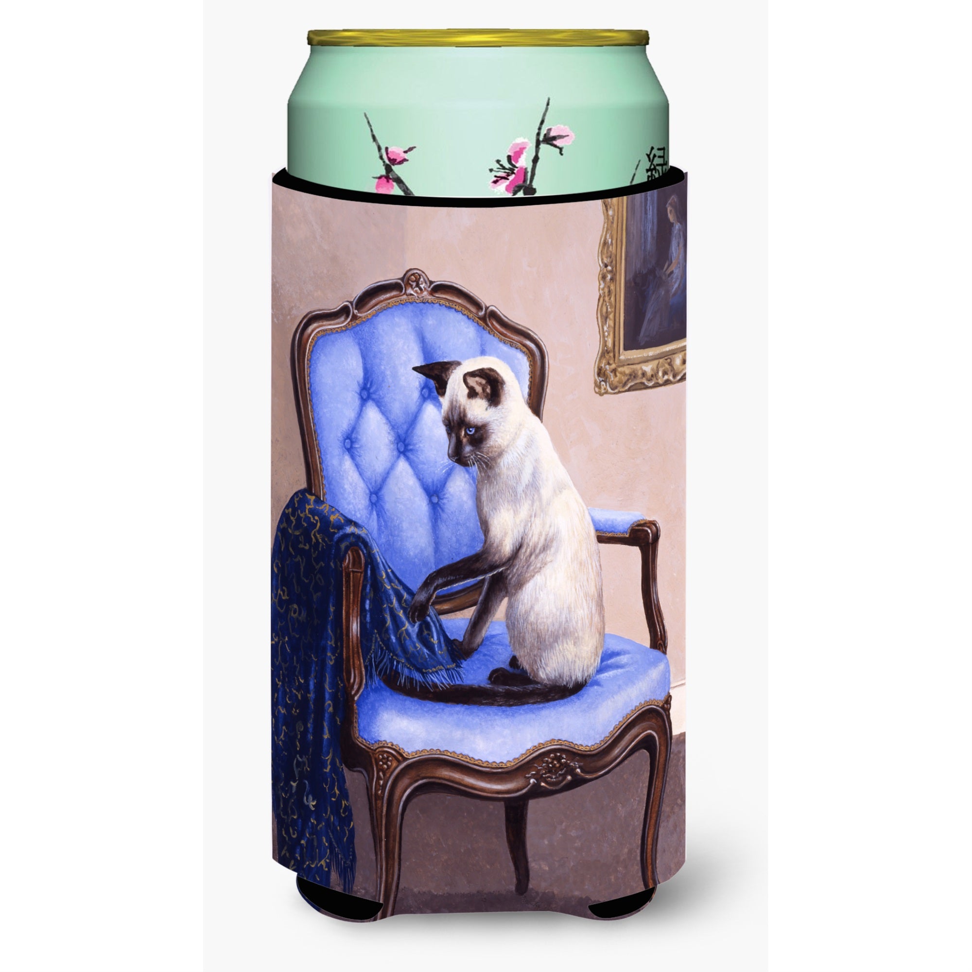 Caroline'S Treasures On The Chair Siamese Cat Tall Boy Koozie Hugger, Multicolor