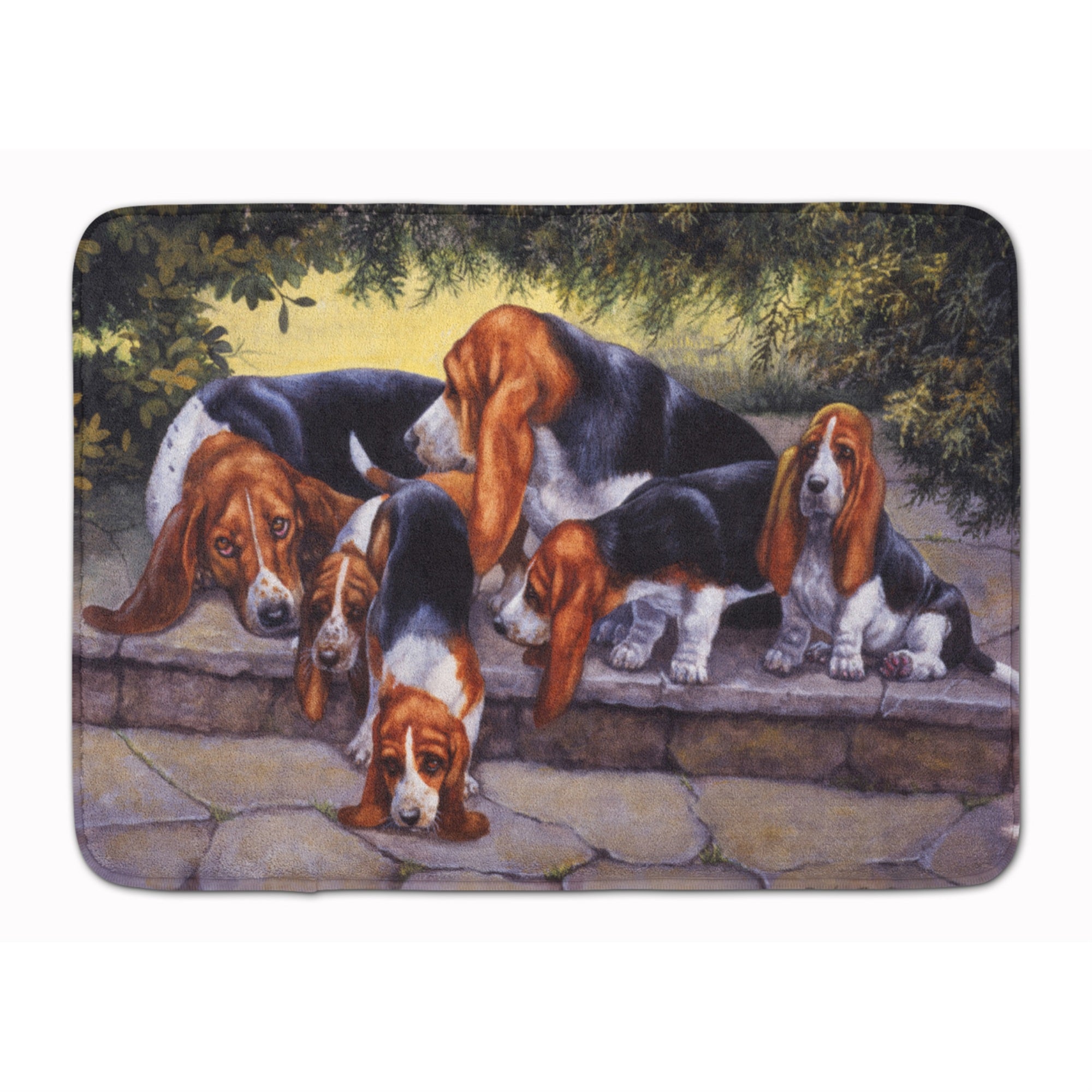 Caroline'S Treasures Basset Hound Puppies, Momma And Daddy Floor Mat, 19 X 27, Multicolor