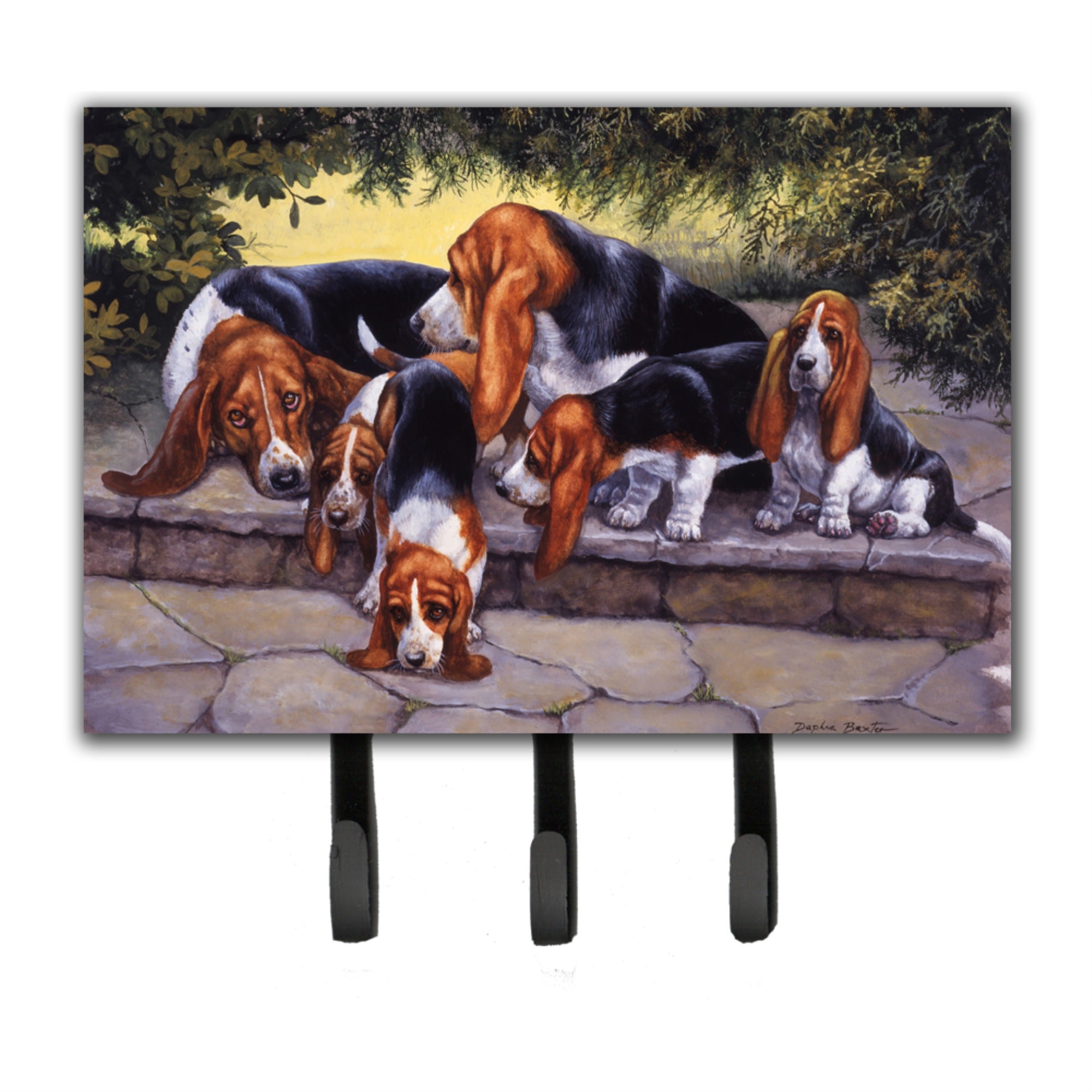Caroline'S Treasures Bdba0276Th68 Basset Hound Puppies, Momma And Daddy Leash Or Key Holder, Large, Multicolor