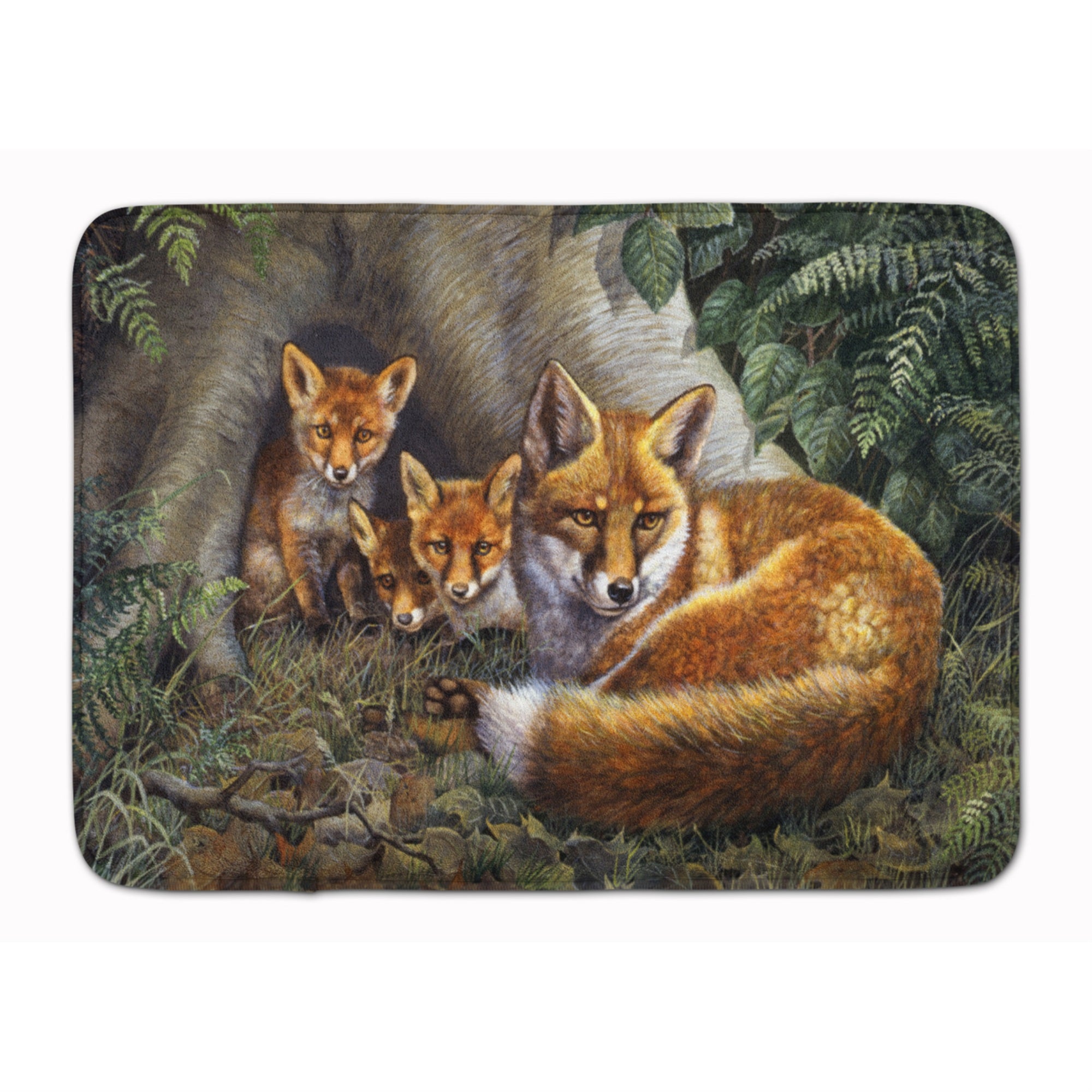 Caroline'S Treasures Family Of Foxes At Home Floor Mat, 19 X 27, Multicolor